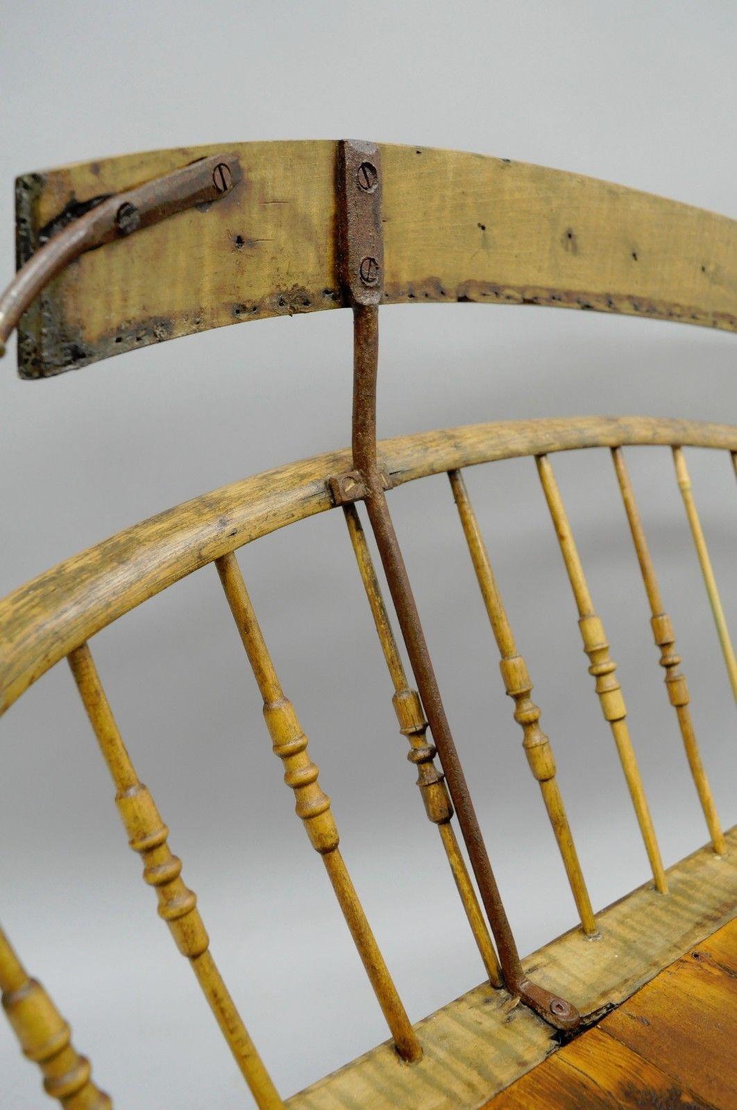 American Antique Buggy Bench Hall Seat Sleigh Primitive Folk Art Wagon Wood and Iron