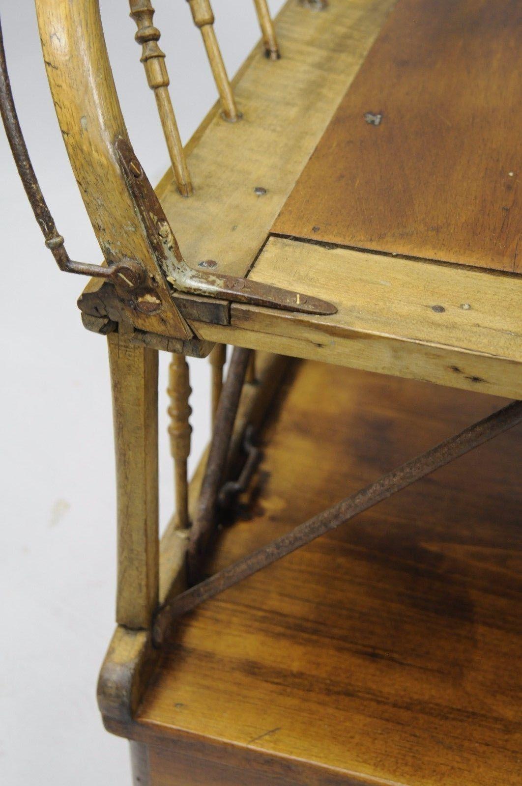 Antique Buggy Bench Hall Seat Sleigh Primitive Folk Art Wagon Wood and Iron In Good Condition In Philadelphia, PA