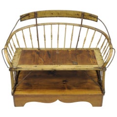 Antique Buggy Bench Hall Seat Sleigh Primitive Folk Art Wagon Wood and Iron