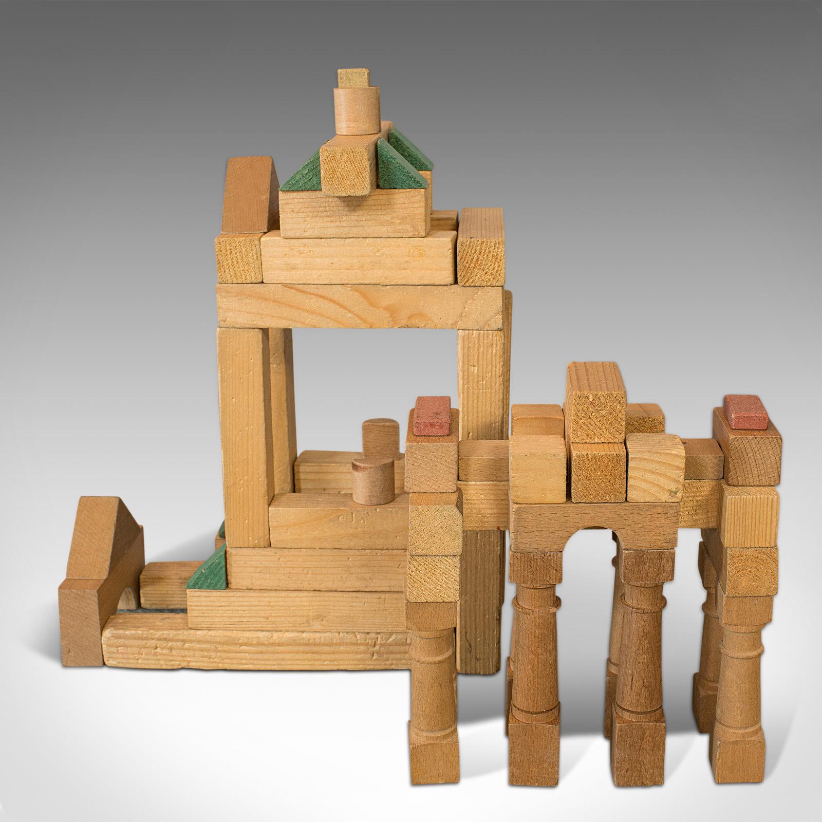 Antique Building Block Set, German, Pine, Froebel, Toy Box, Edwardian circa 1910 1