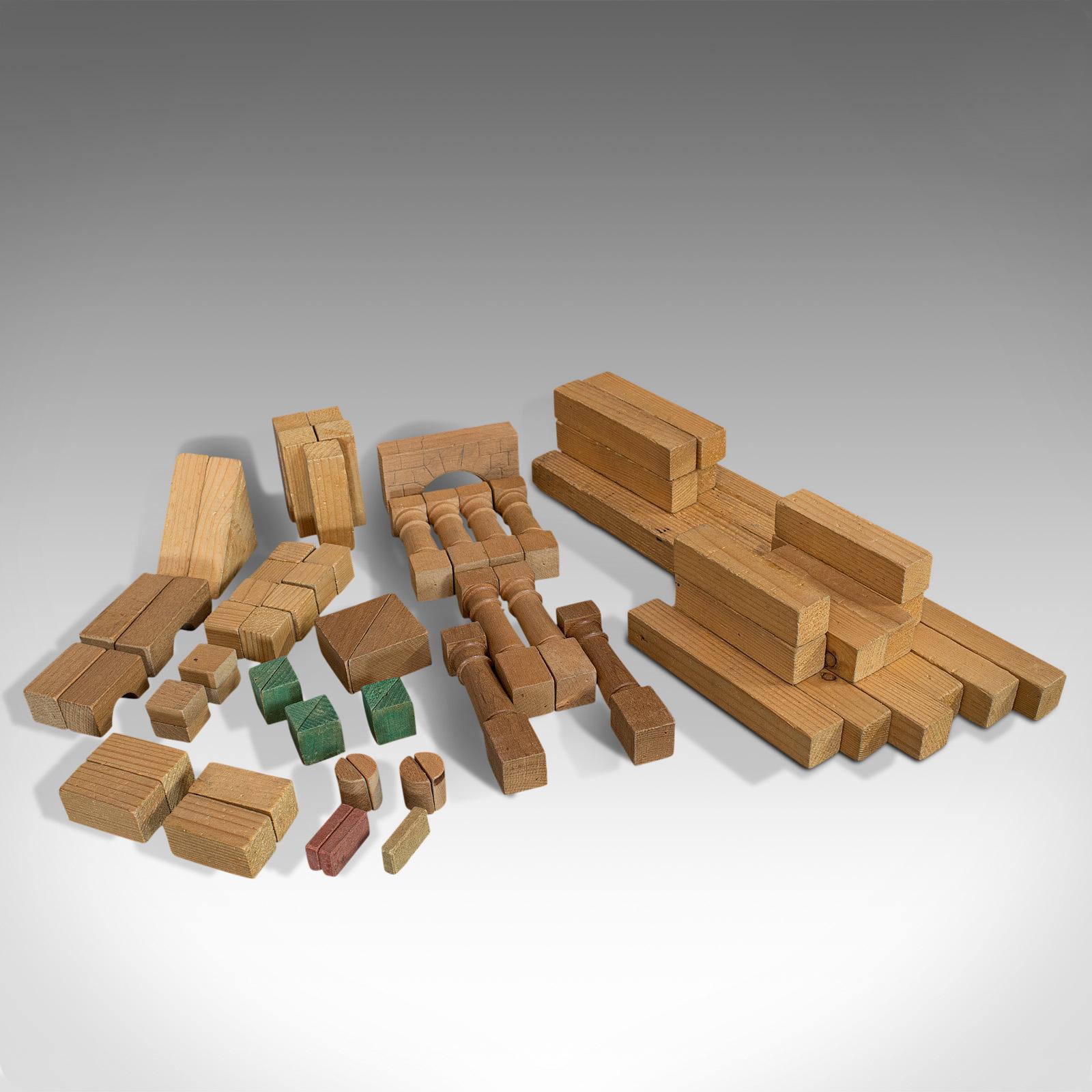 Antique Building Block Set, German, Pine, Froebel, Toy Box, Edwardian circa 1910 2