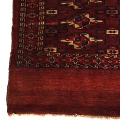 Alfombra antigua de lana oriental Bukhara Tekke Cheval C1900