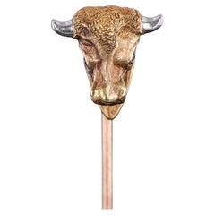 Antique Bull Stickpin of 14k Gold