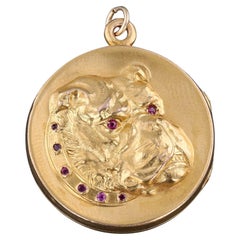 Médaillon ancien Bulldog en or 14 carats