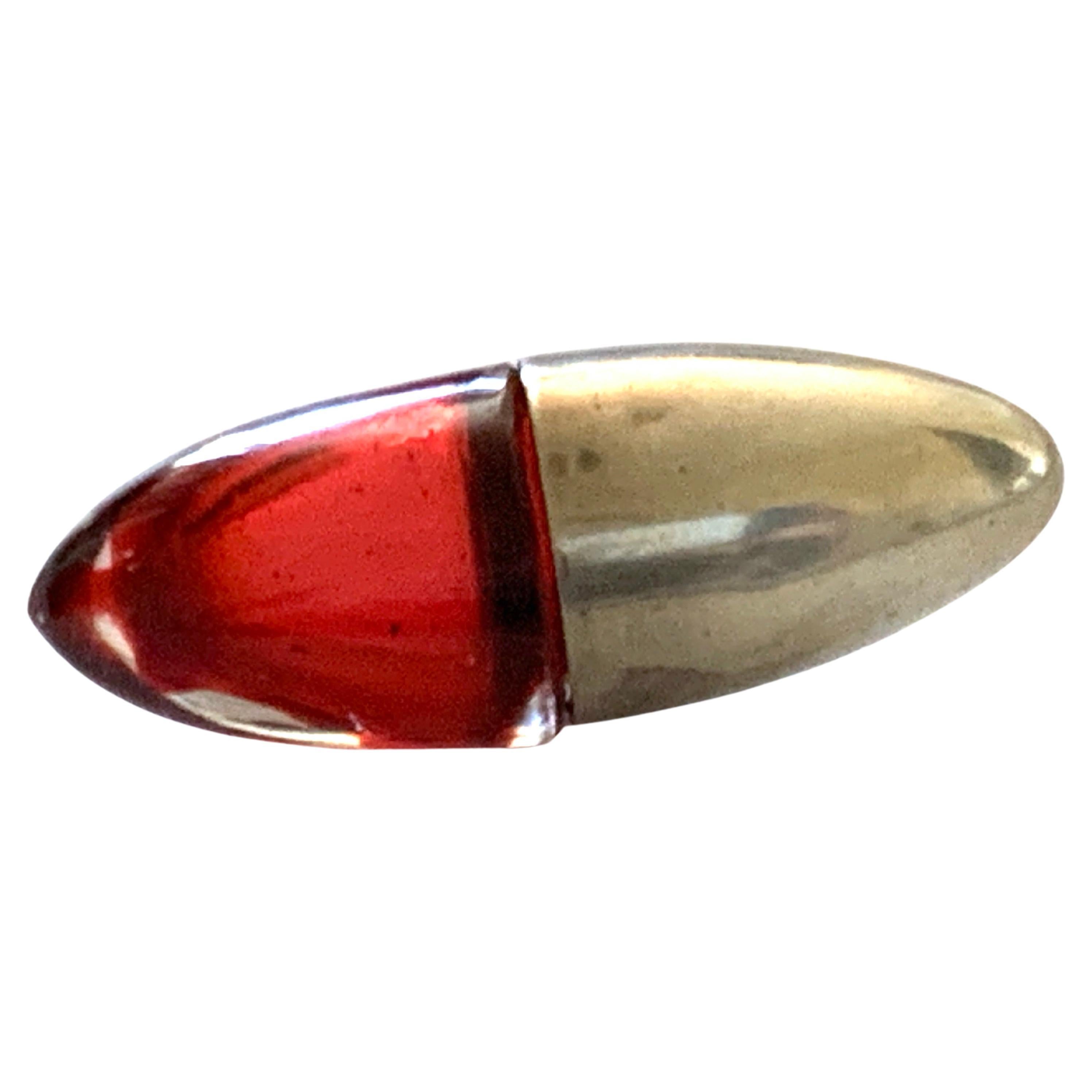 Antique Bullet Shaped Ruby Glass Pocket Bottle.