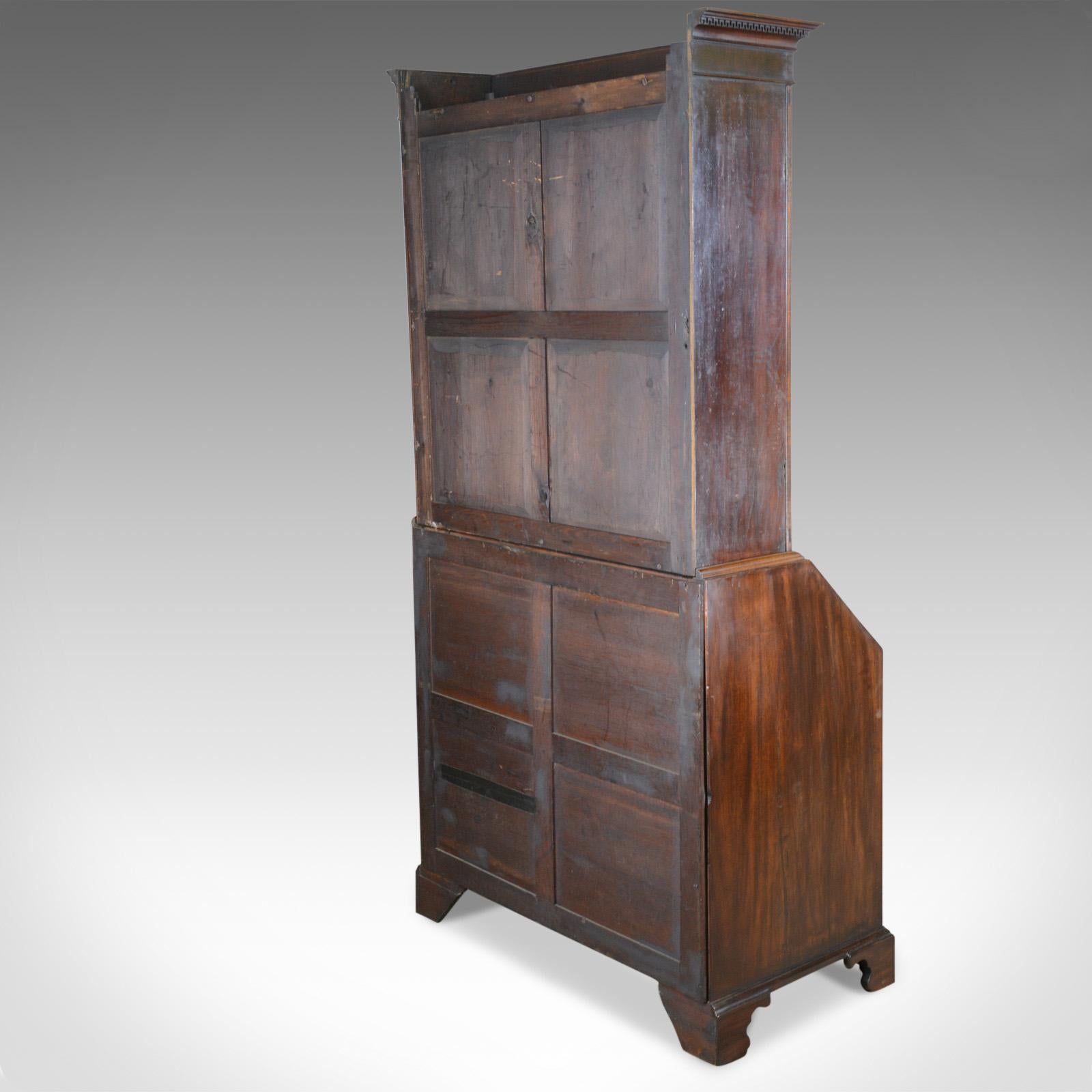 18th Century and Earlier Antique Bureau Bookcase, English, Georgian Mahogany, circa 1800