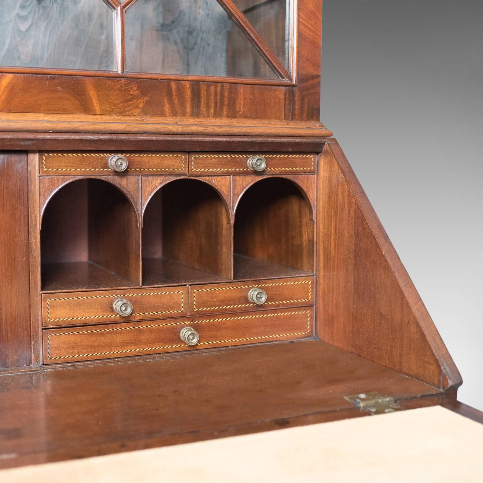 Antique Bureau Bookcase, English Late Georgian Mahogany Writing Desk 2