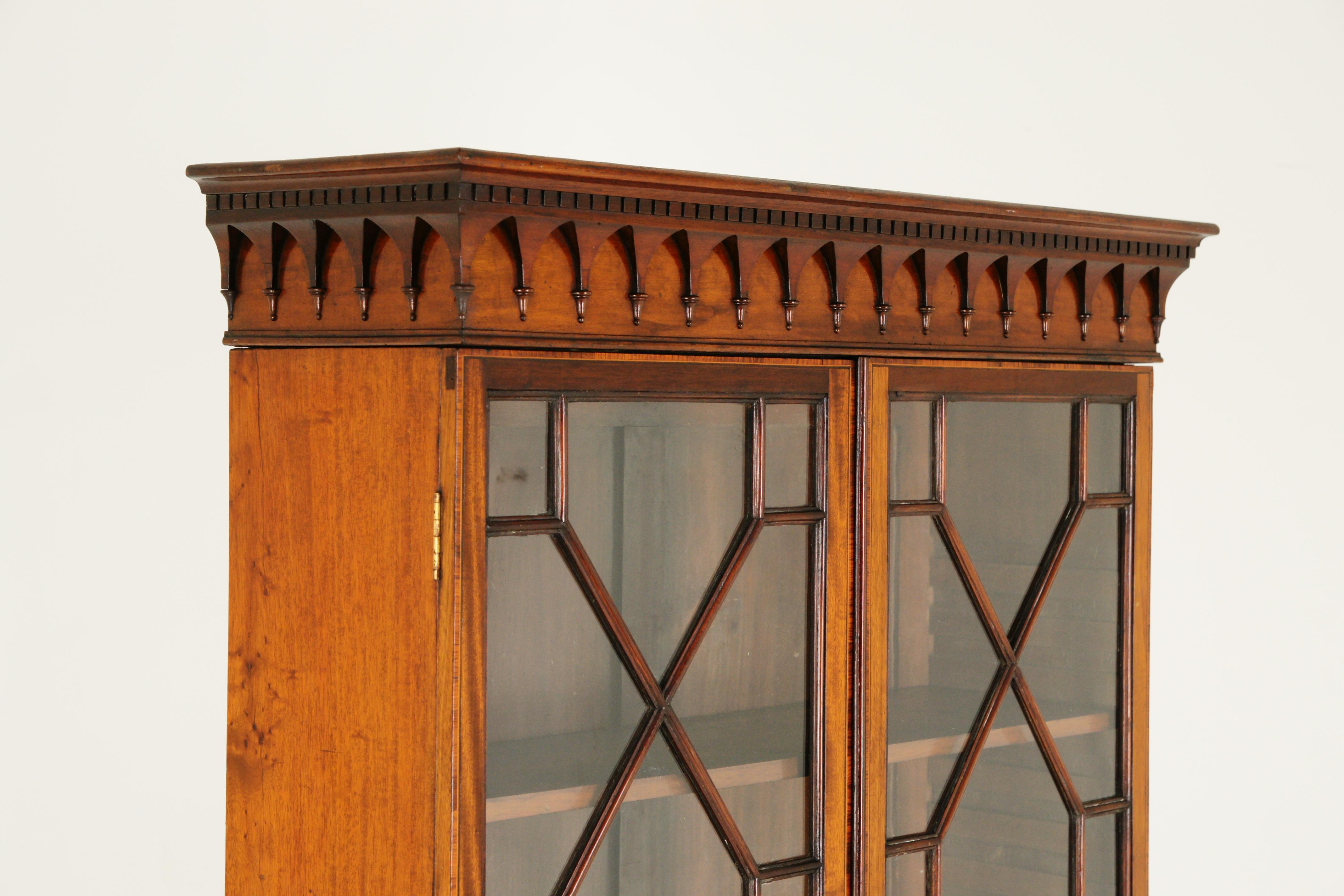 Scottish Antique Bureau Bookcase, Inlaid Walnut, Slant Front Desk, Scotland, 1820