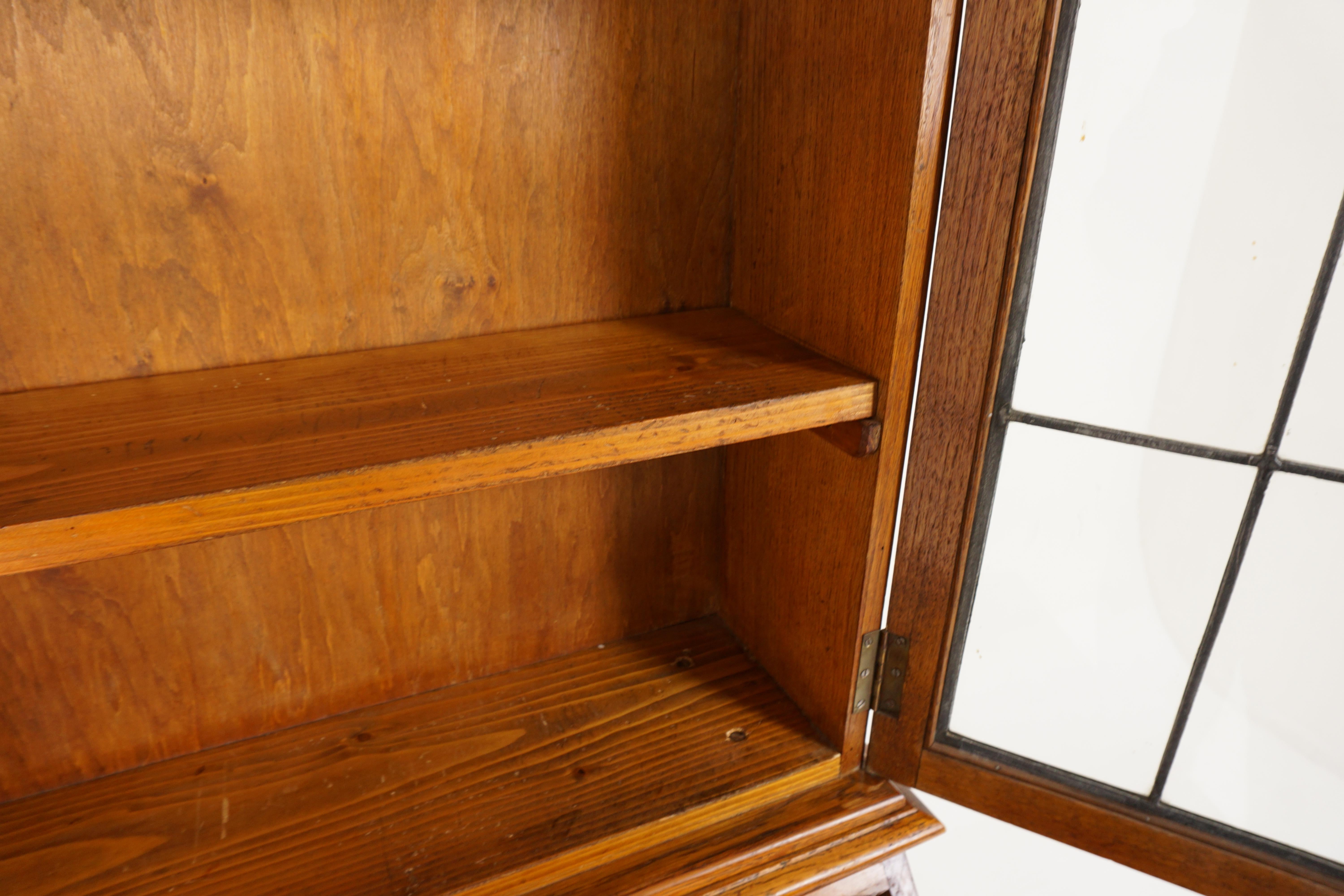 Antique Bureau Bookcase, Slant Front Desk, Bookcase Top, Scotland 1910, H244 In Good Condition For Sale In Vancouver, BC