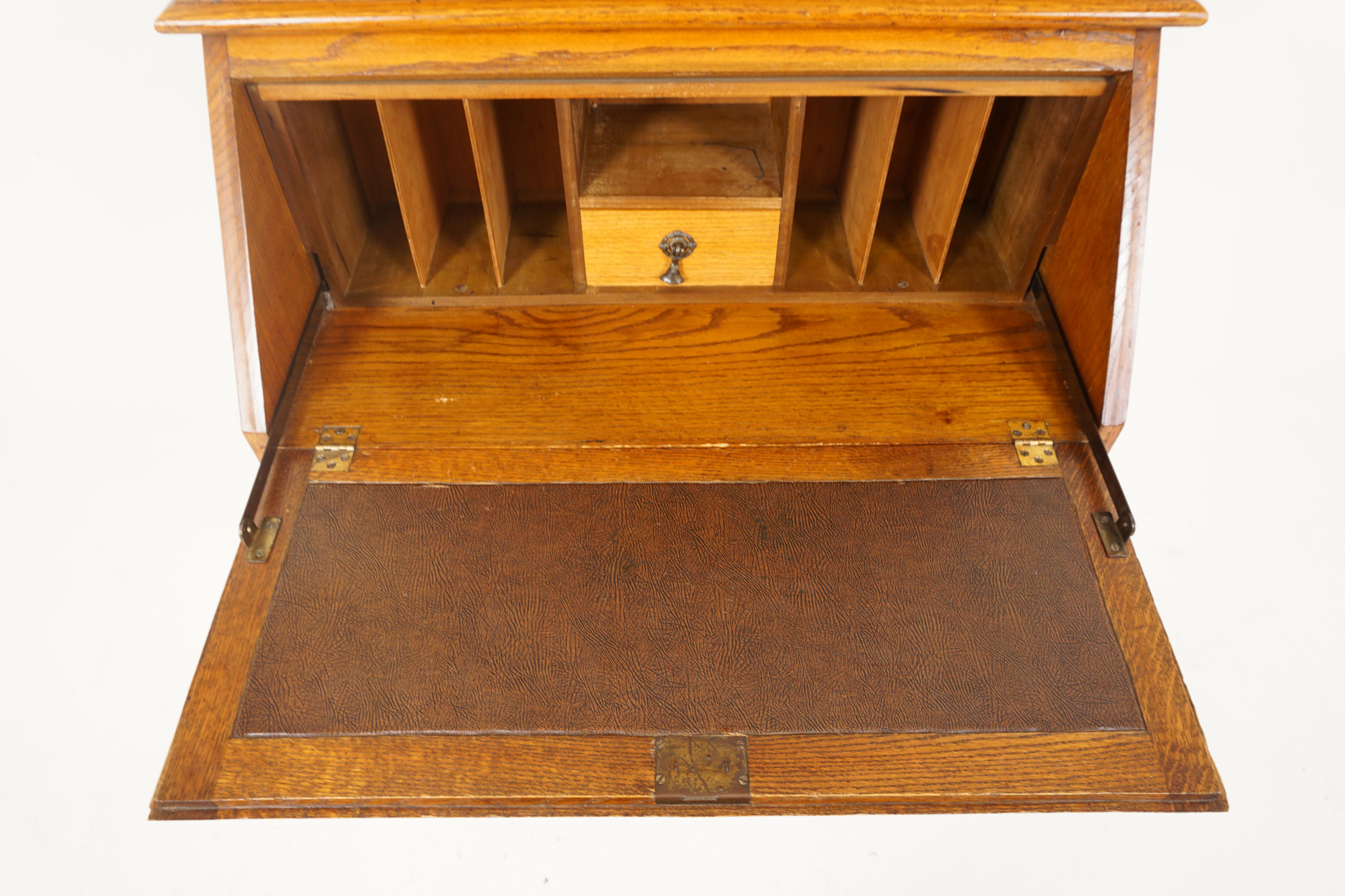 Early 20th Century Antique Bureau Bookcase, Slant Front Desk, Bookcase Top, Scotland 1910, H244 For Sale