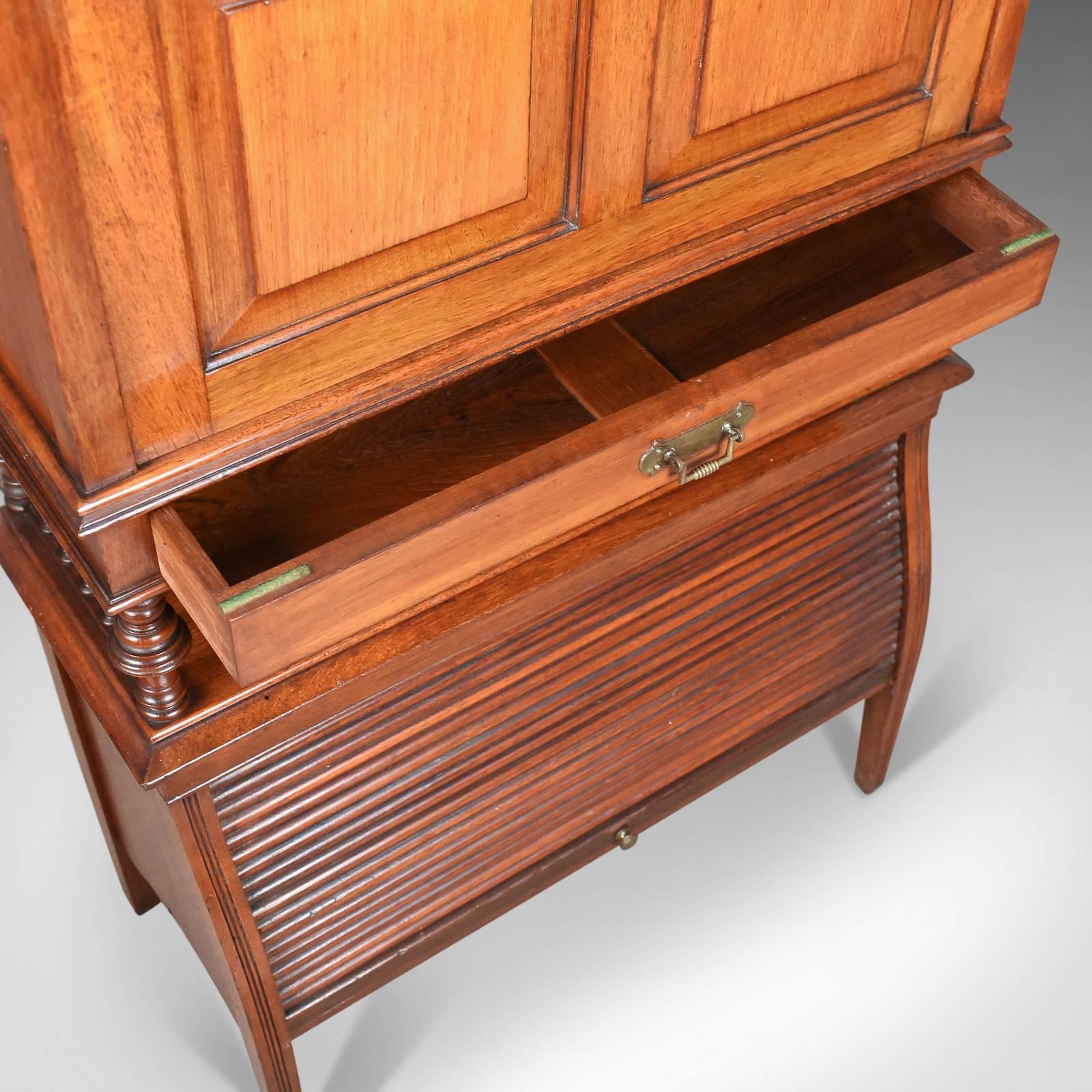 20th Century Antique Bureau Cabinet, English, Edwardian, Walnut Cupboard, circa 1910 For Sale