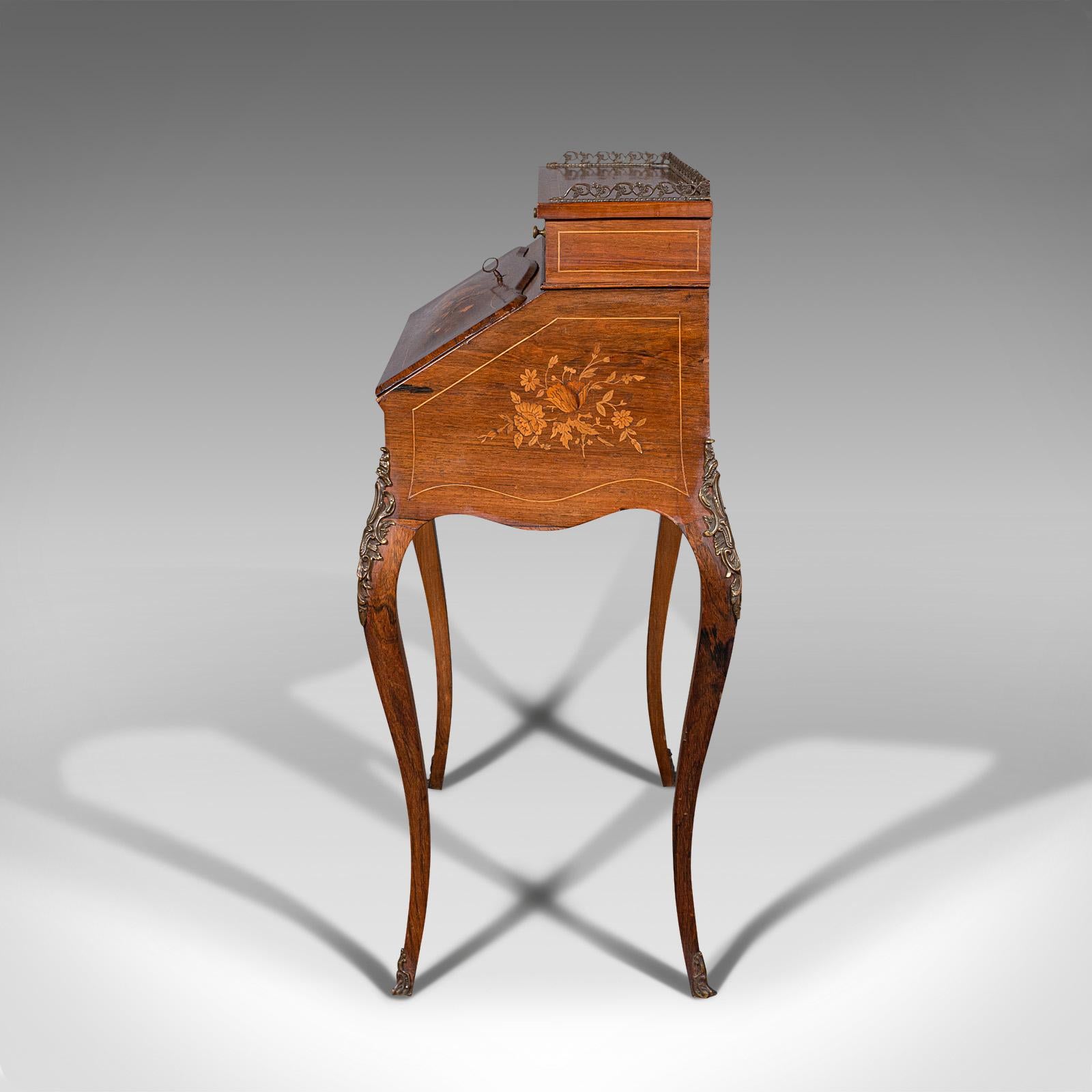 Antique Bureau De Dame, French, Walnut, Compact, Writing Desk, Victorian, C.1880 1