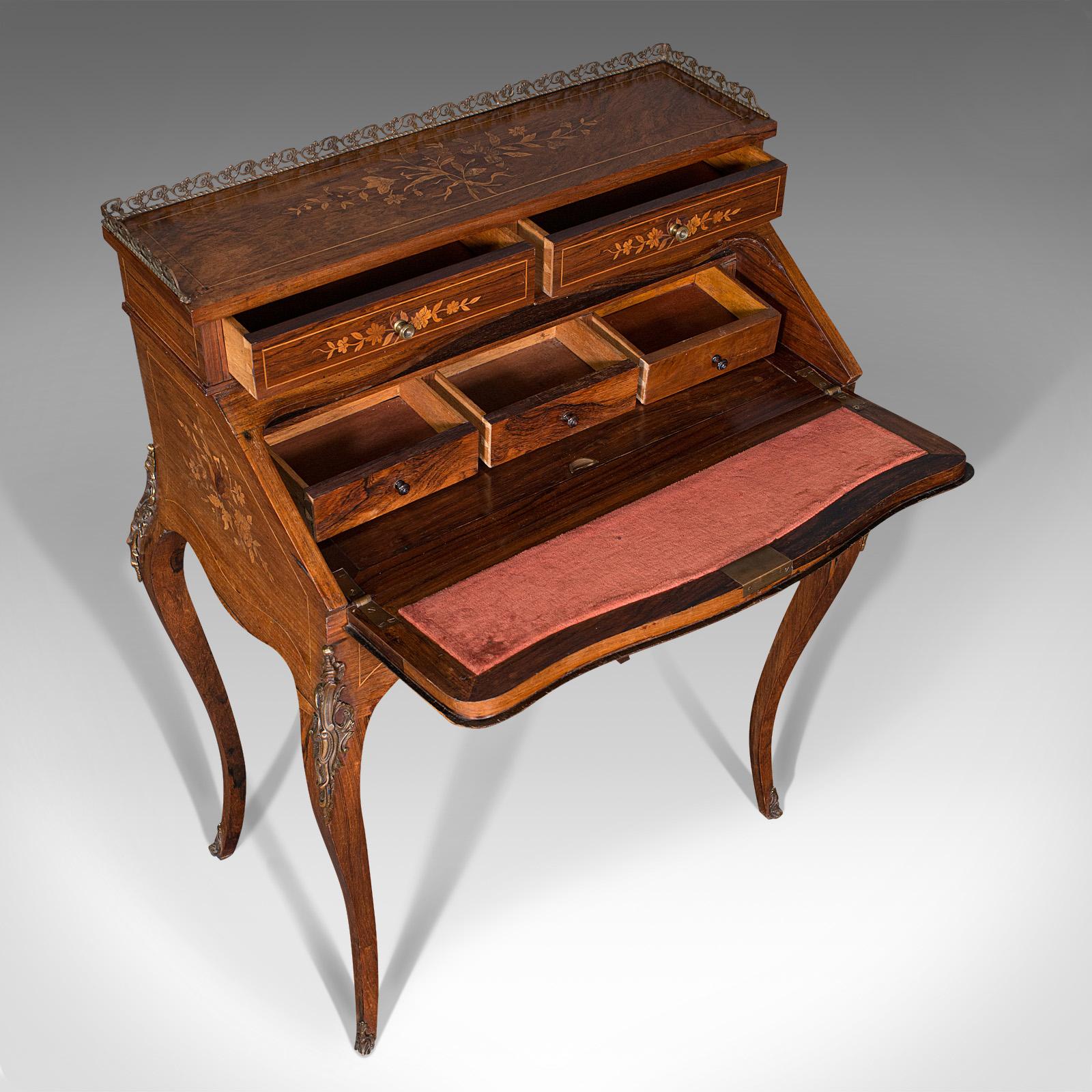 Antique Bureau De Dame, French, Walnut, Compact, Writing Desk, Victorian, C.1880 4