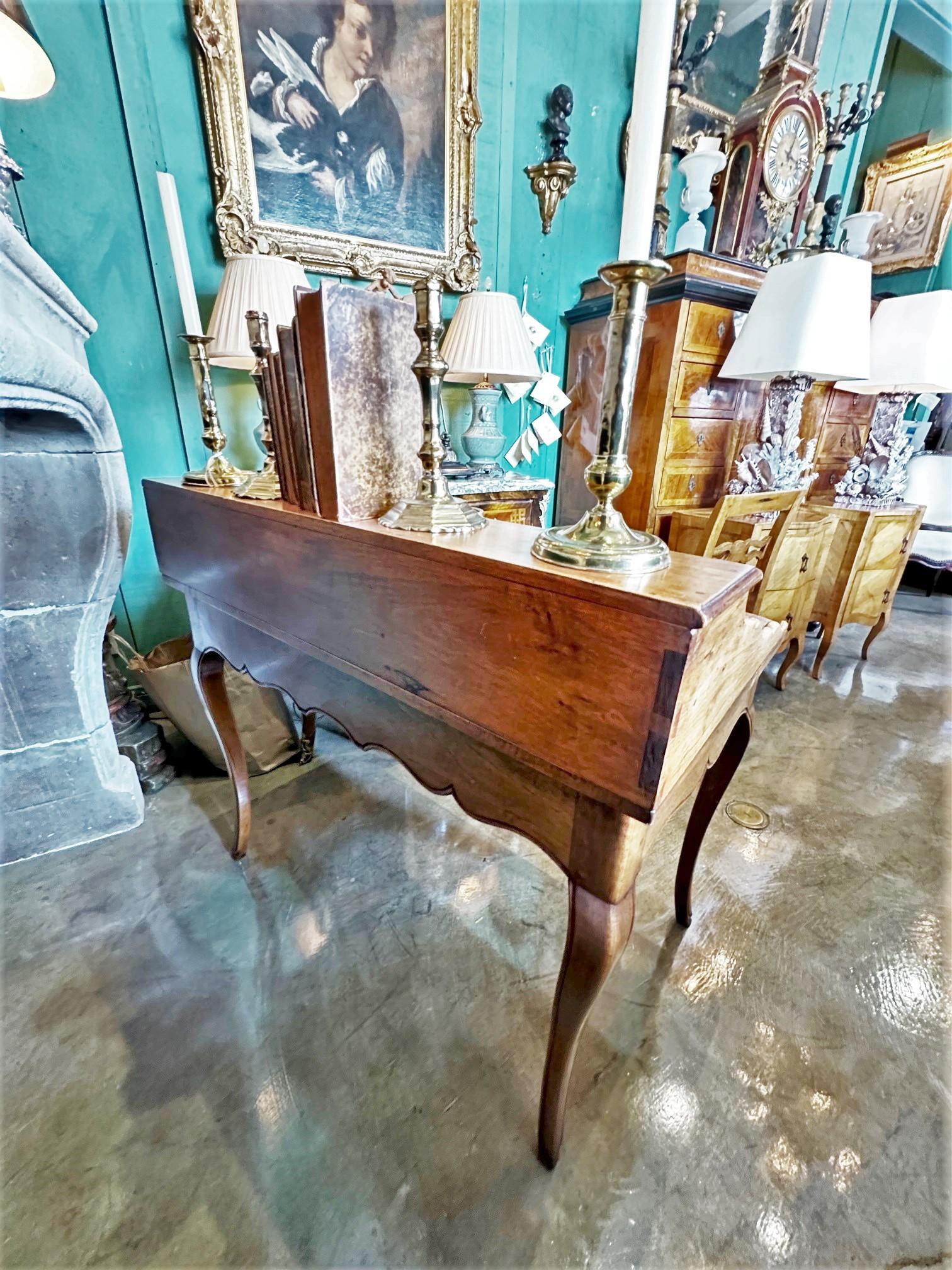 Antique Bureau Desk in Walnut Cartonnier Writing Office Table Provencal Rustic For Sale 8