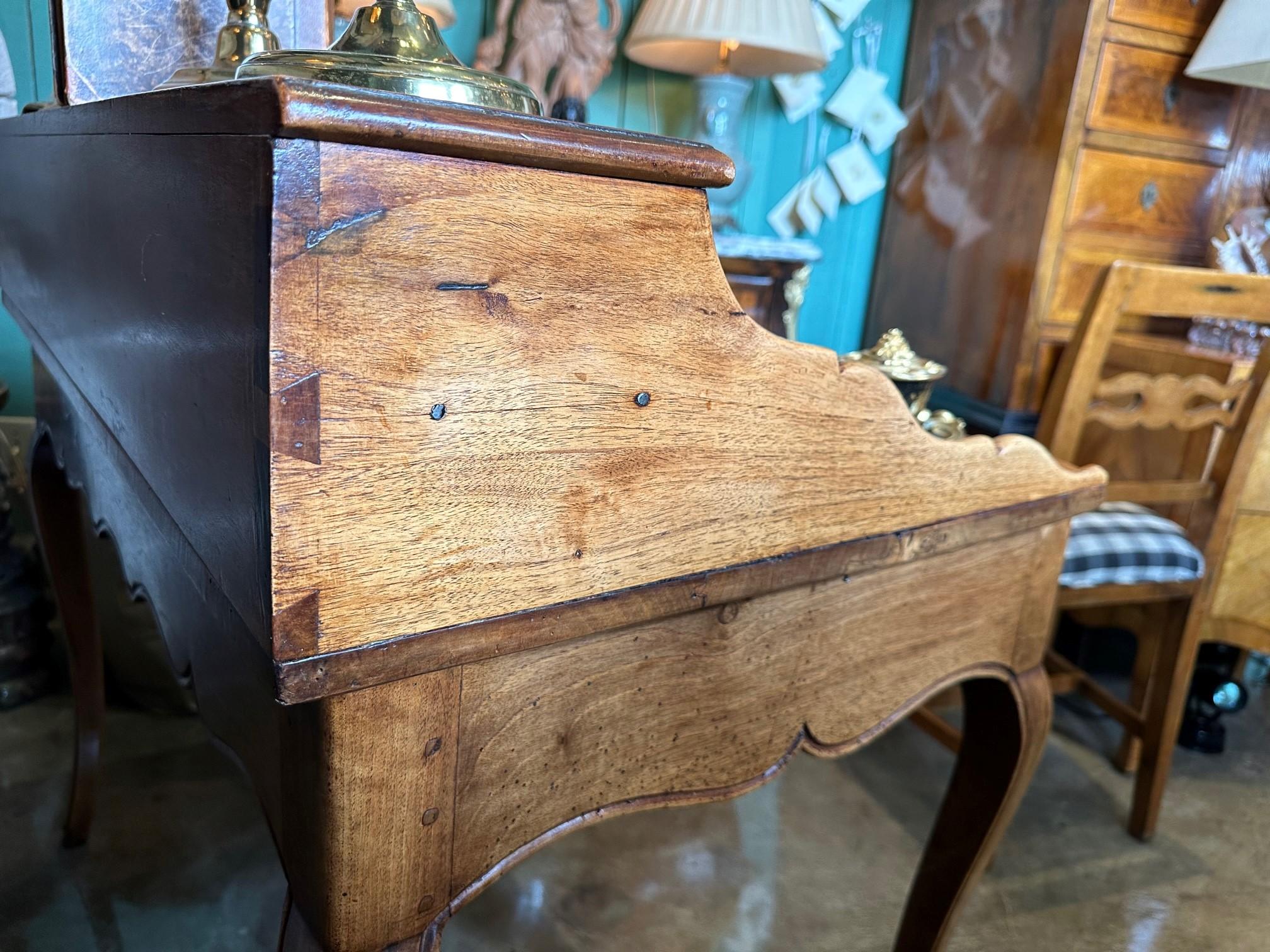 Antique Bureau Desk in Walnut Cartonnier Writing Office Table Provencal Rustic For Sale 9