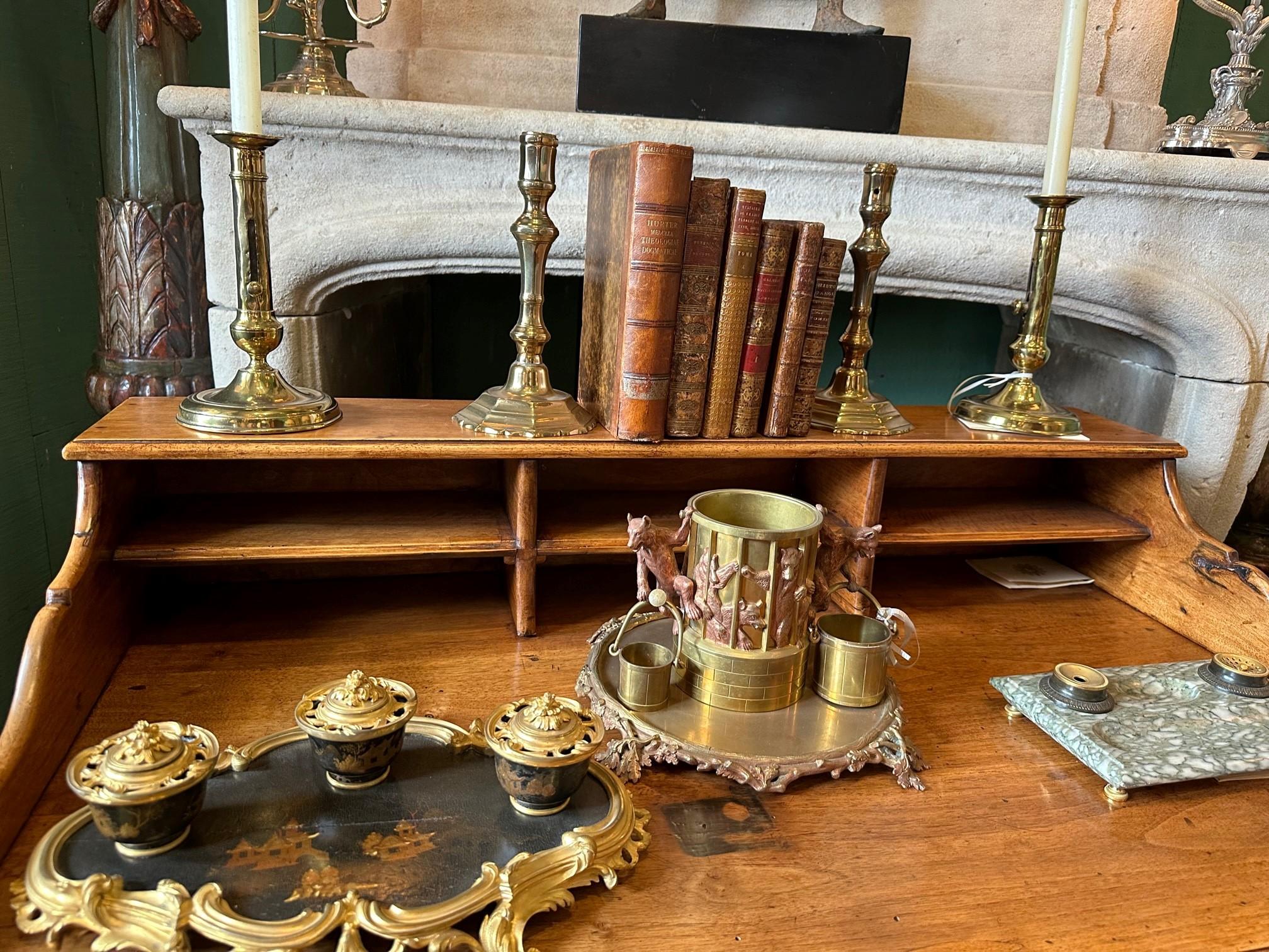 Antique Bureau Desk in Walnut Cartonnier Writing Office Table Provencal Rustic In Good Condition For Sale In West Hollywood, CA