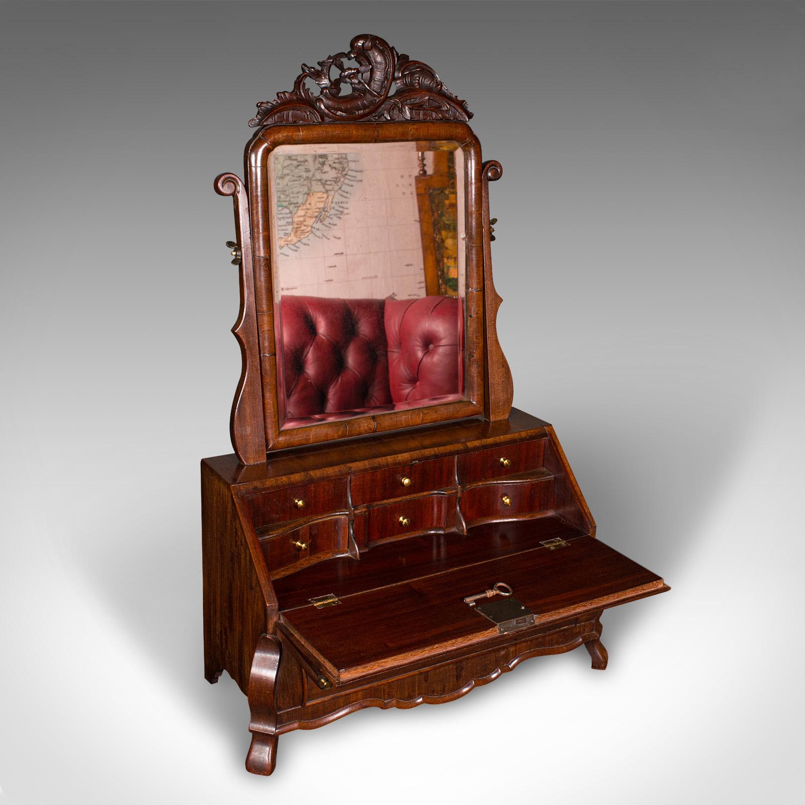 Antique Bureau Mirror, Inglés, Tocador, Boudoir, Georgiano, Circa 1800 Británico en venta