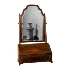 Antique Bureau Mirror, English, Georgian Revival, Mahogany, Toilet, circa 1910