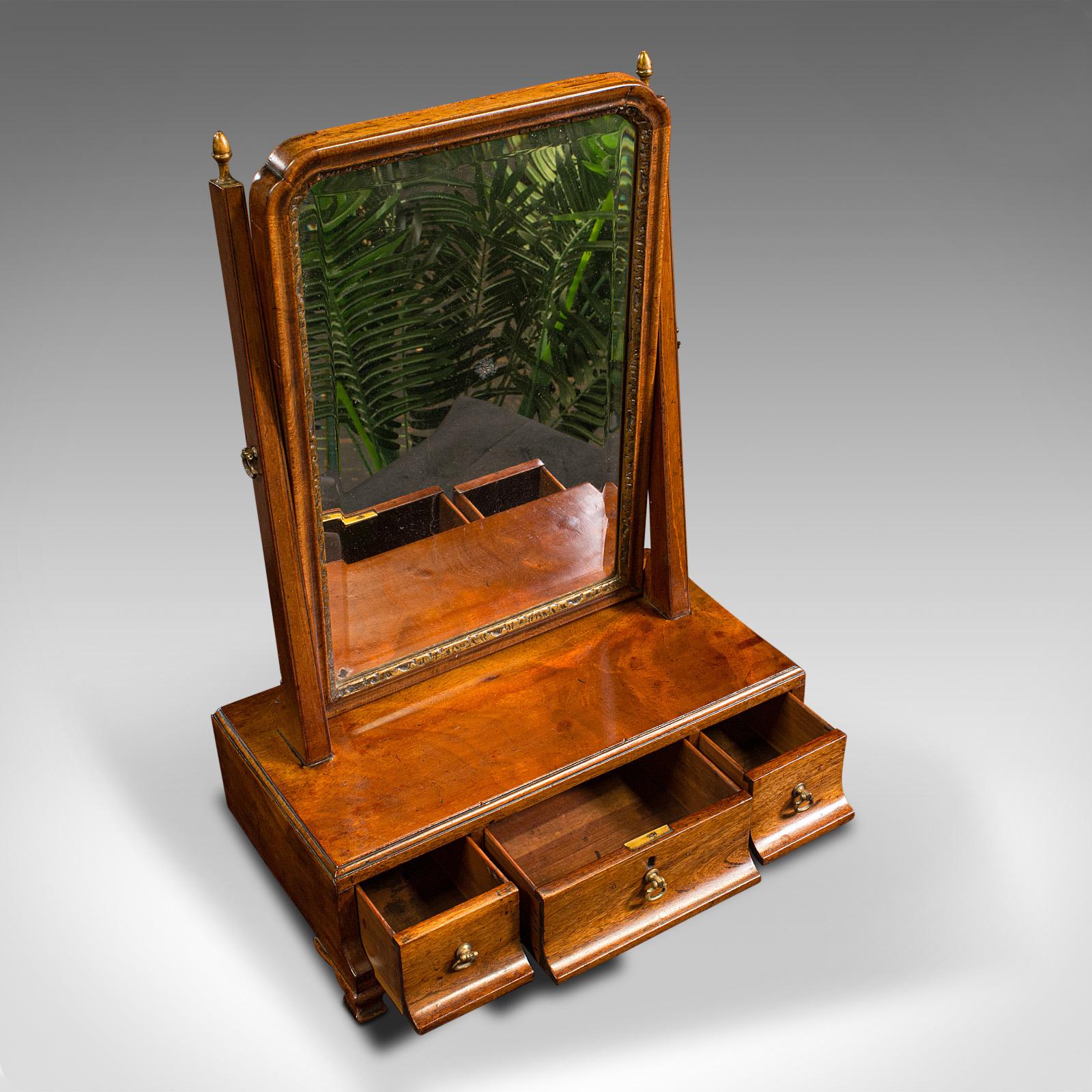 British Antique Bureau Mirror, English, Walnut, Dressing Table, Swing, Georgian, C.1800 For Sale
