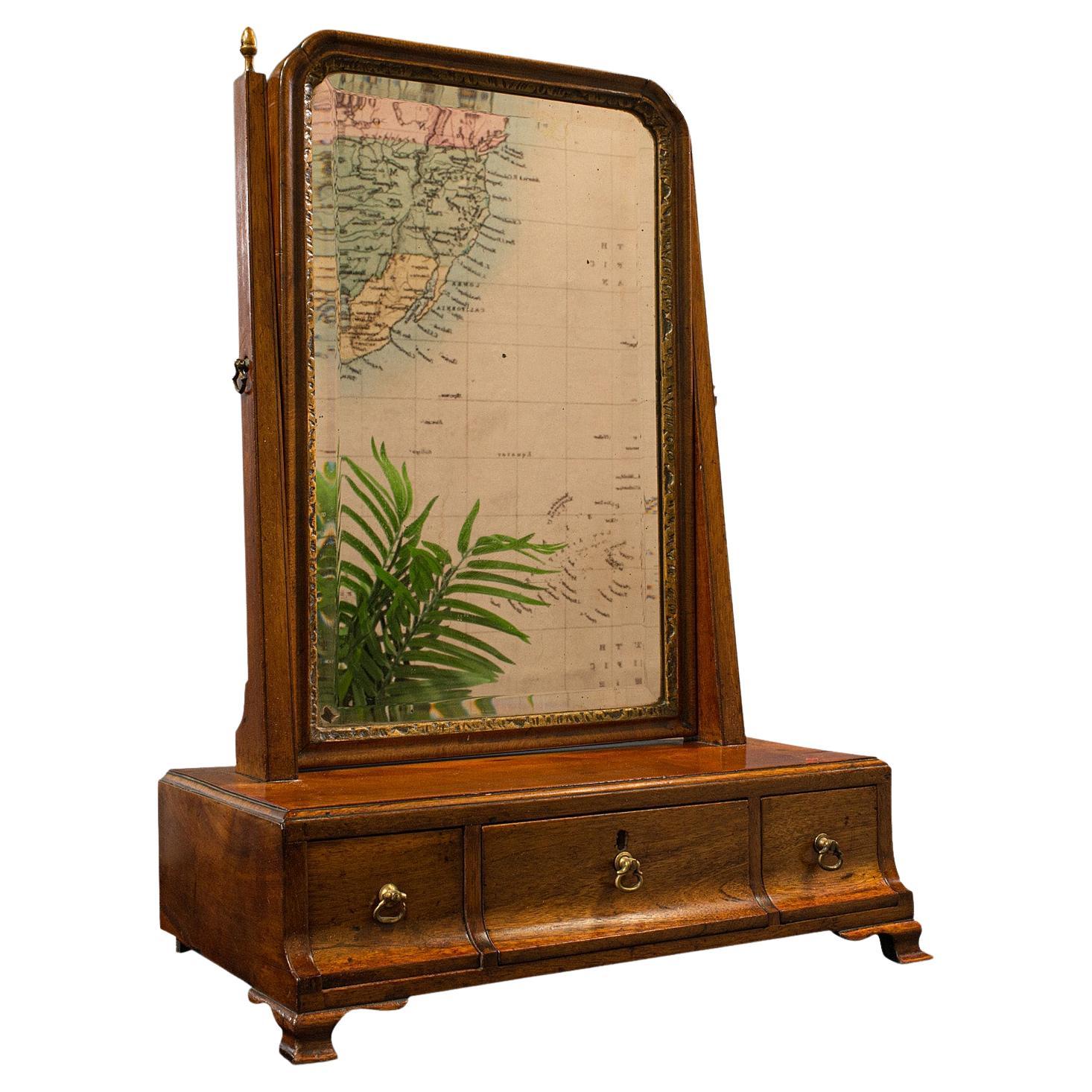 Antique Bureau Mirror, English, Walnut, Dressing Table, Swing, Georgian, C.1800 For Sale