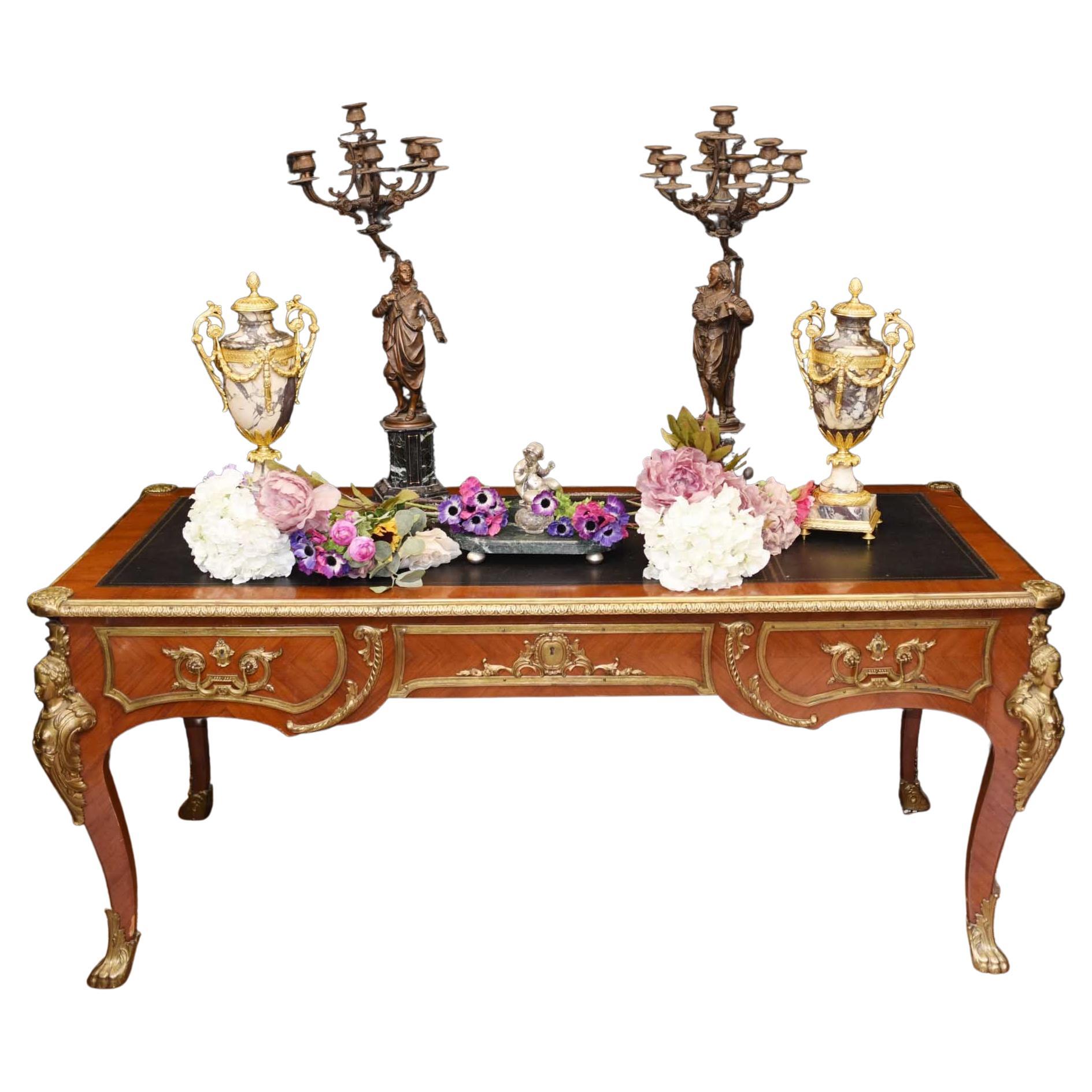 Antique Bureau Plat Desk, French Empire, 1930