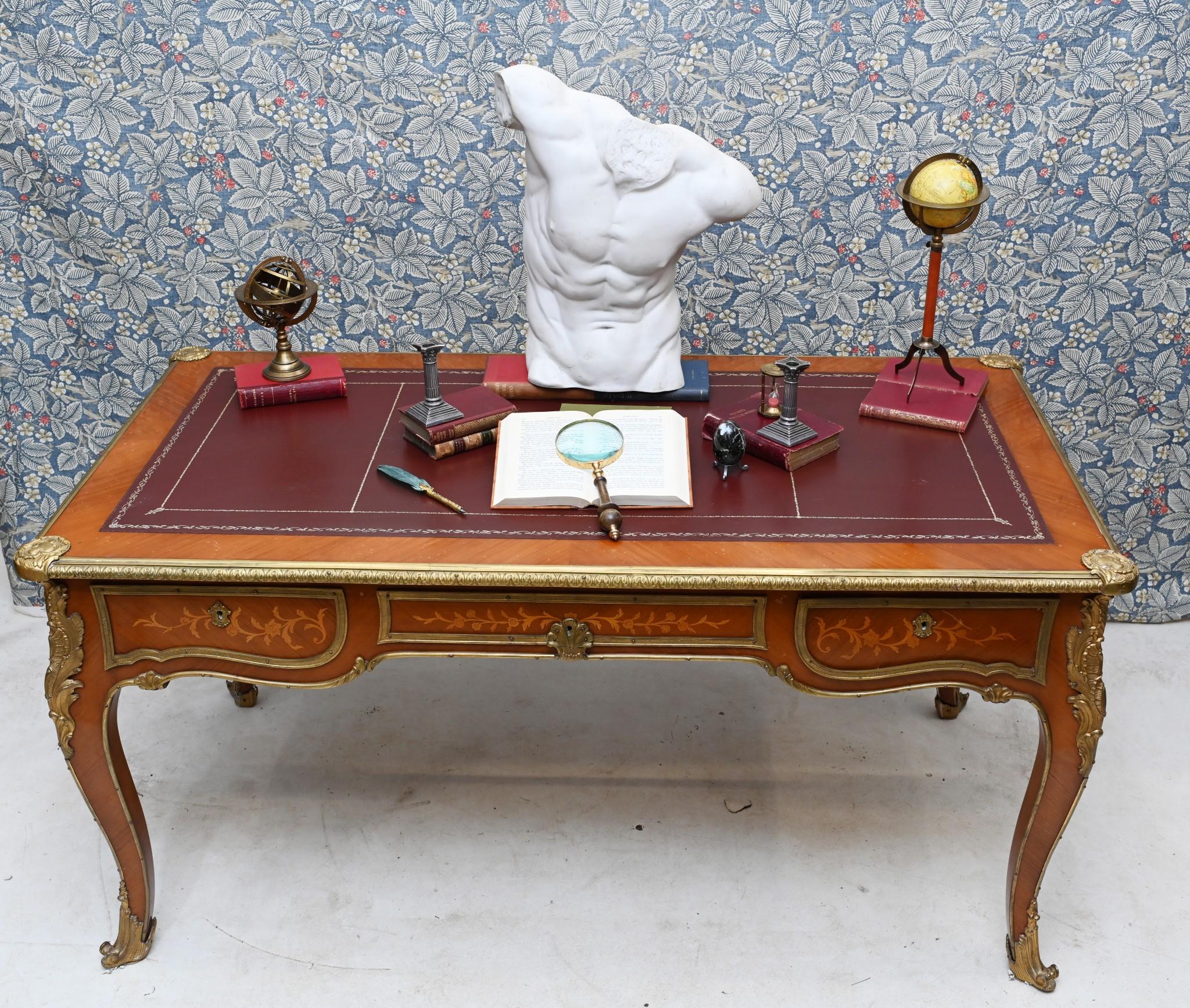 Antique Bureau Plat French Inlay Desk Writing Table in vendita 5