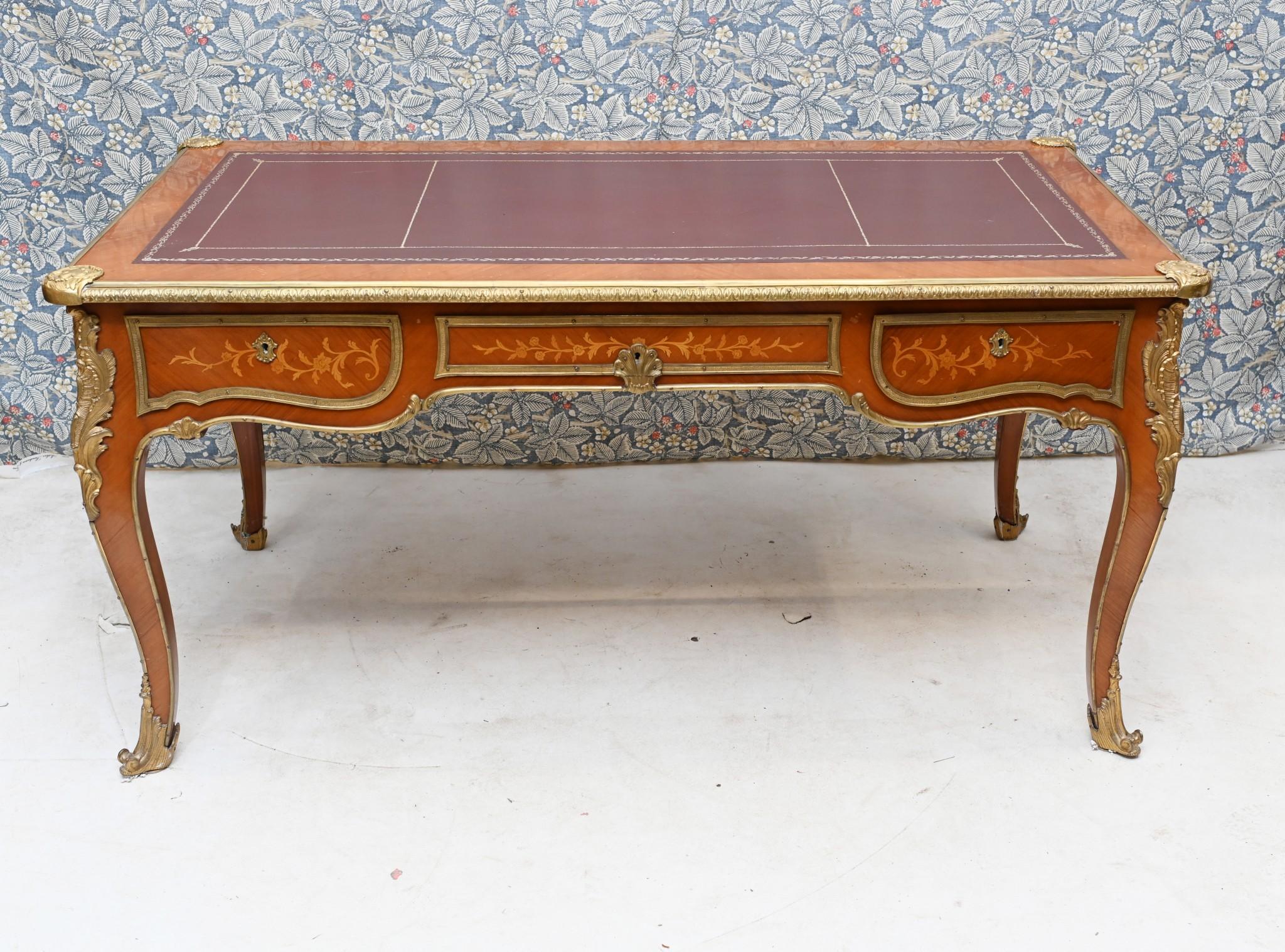 Antique Bureau Plat French Inlay Desk Writing Table in vendita 6