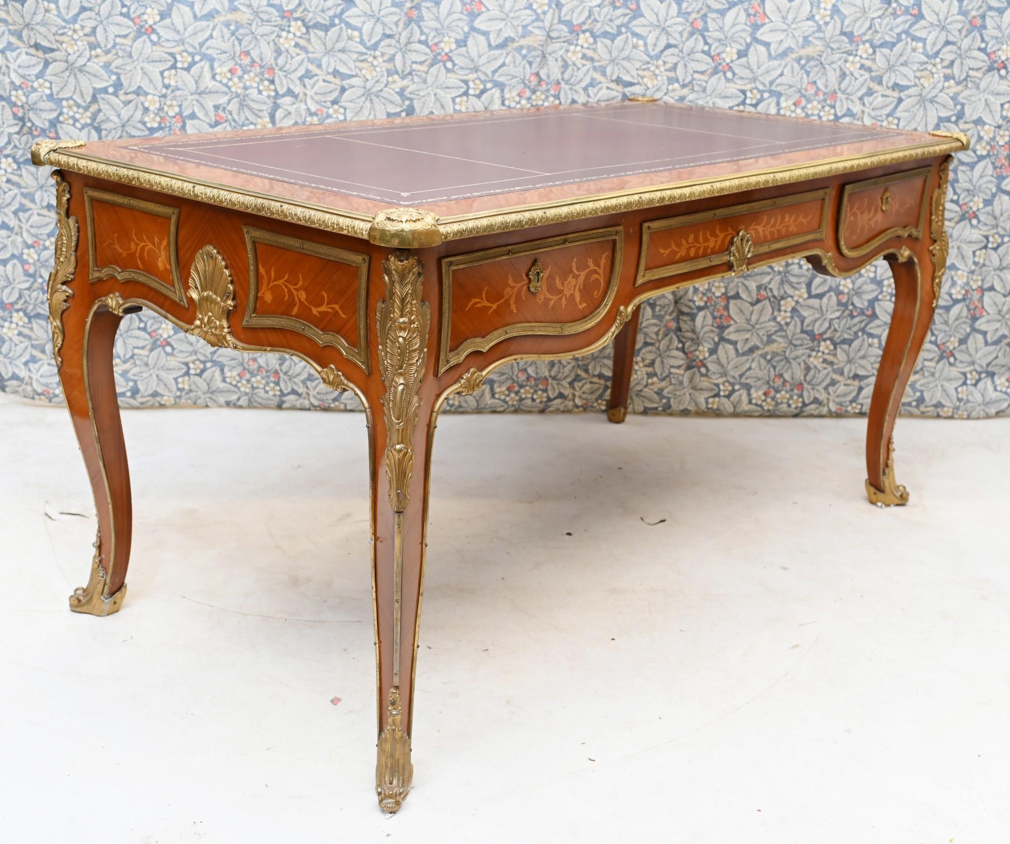 Antique Bureau Plat French Inlay Desk Writing Table in vendita 9
