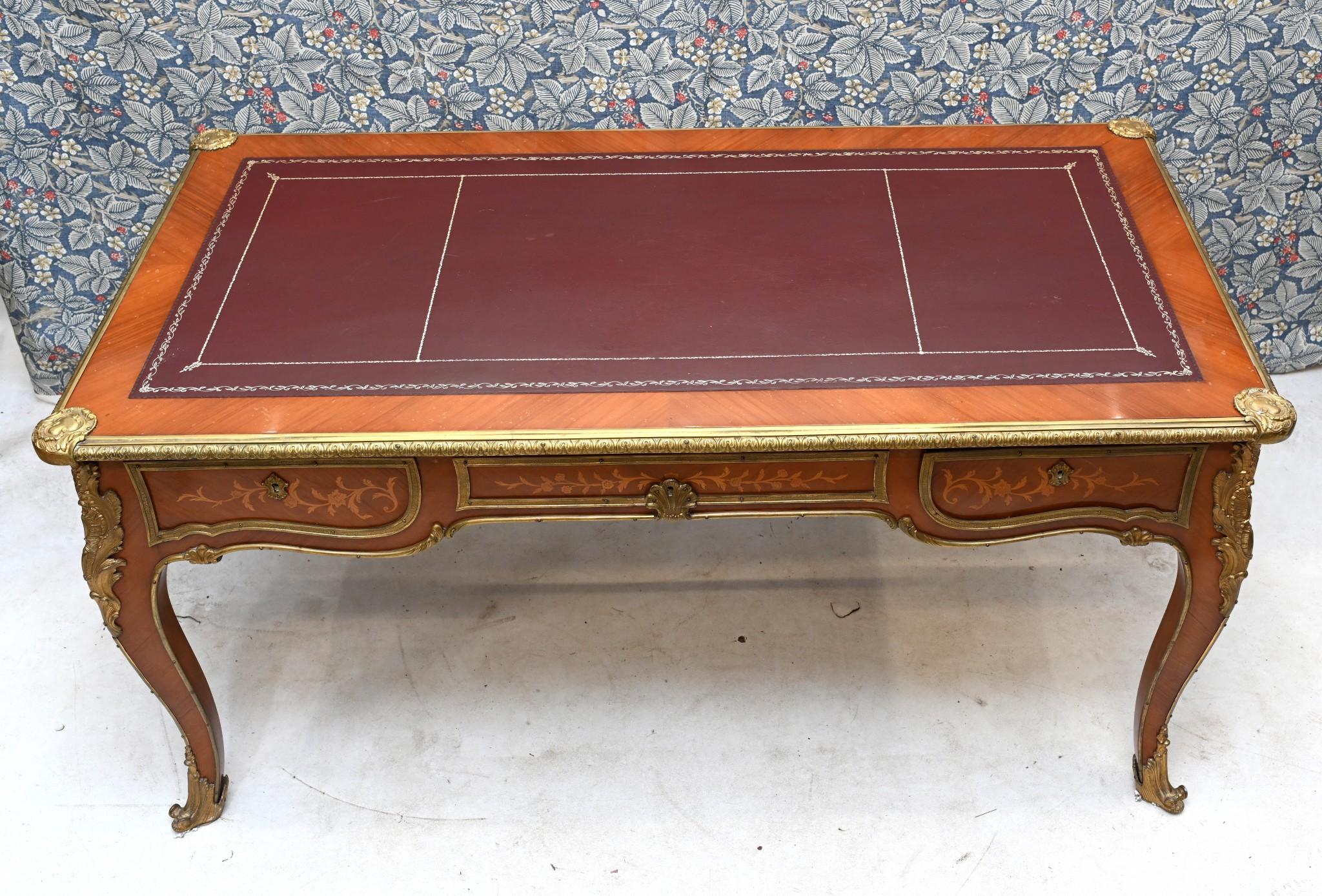 Antique Bureau Plat French Inlay Desk Writing Table in vendita 2