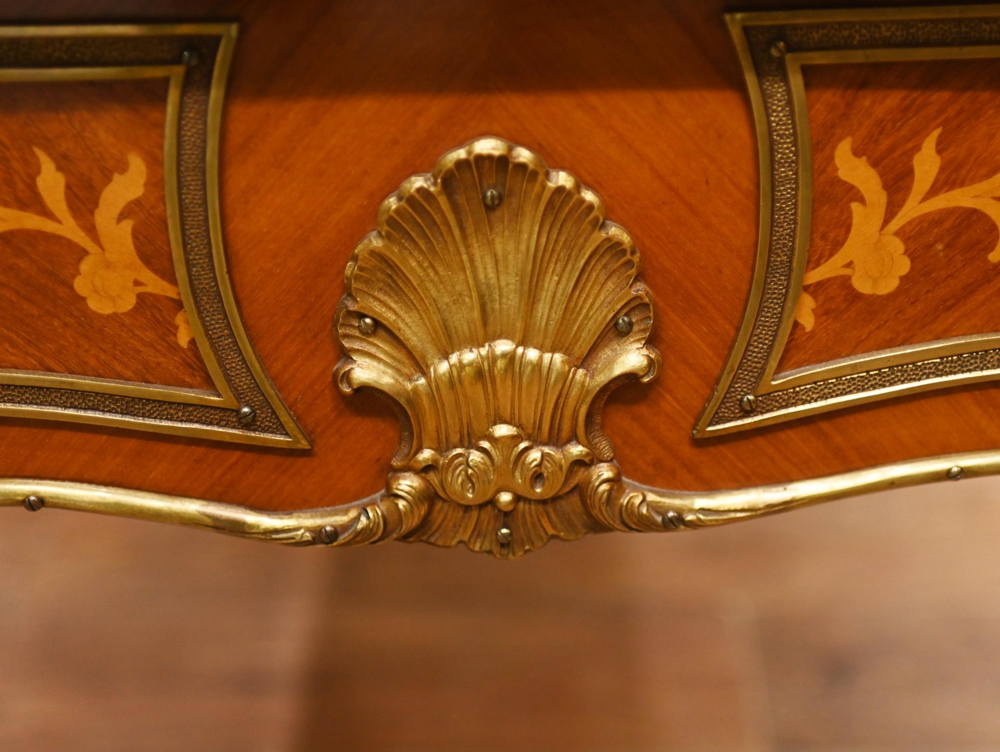 Ancienne table de bureau plaque française incrustée en vente 3