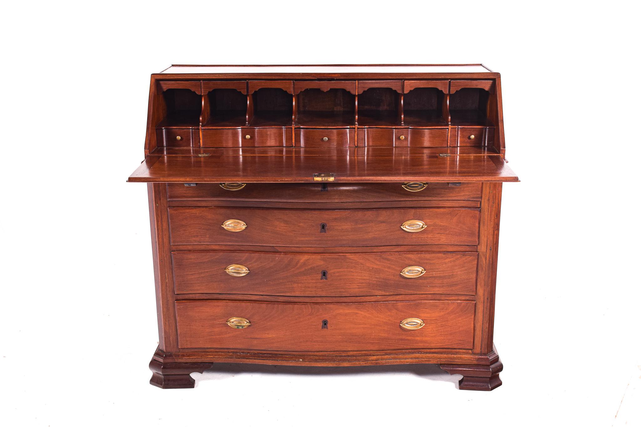 Early 20th Century Antique Bureau Writing Desk, D. Maria Style, Vinhático Wood