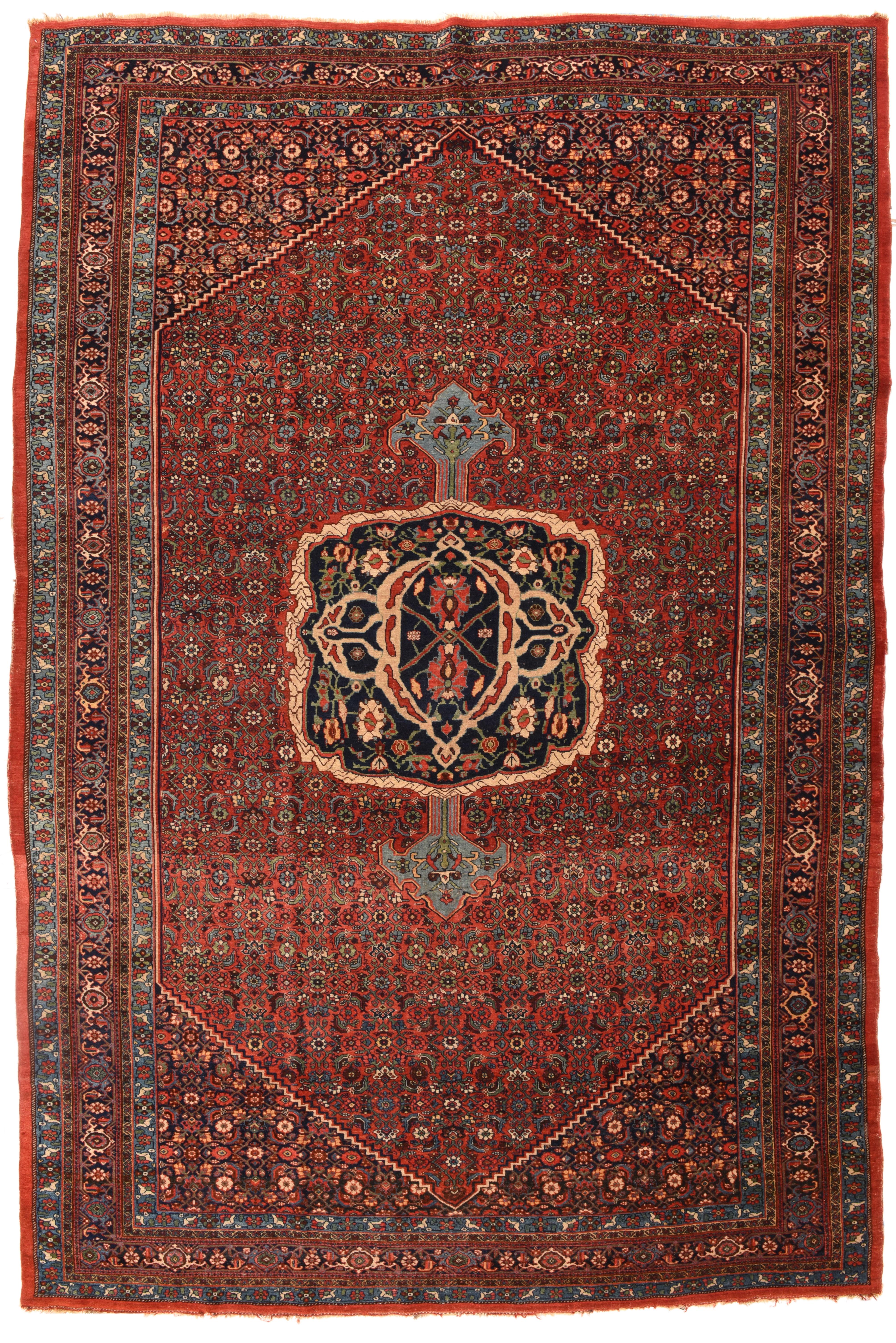 Persian Antique Burgundy Bidjar Rug For Sale