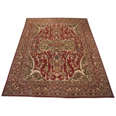 Antique Burgundy Indian Agra Rug, circa 1900