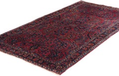 Antique Burgundy Persian Floral Sarouk Carpet with Traditional Style
