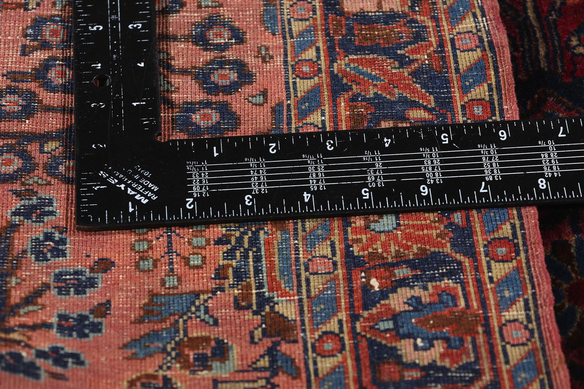 20th Century Antique Burgundy Persian Floral Sarouk Carpet with Traditional Style For Sale