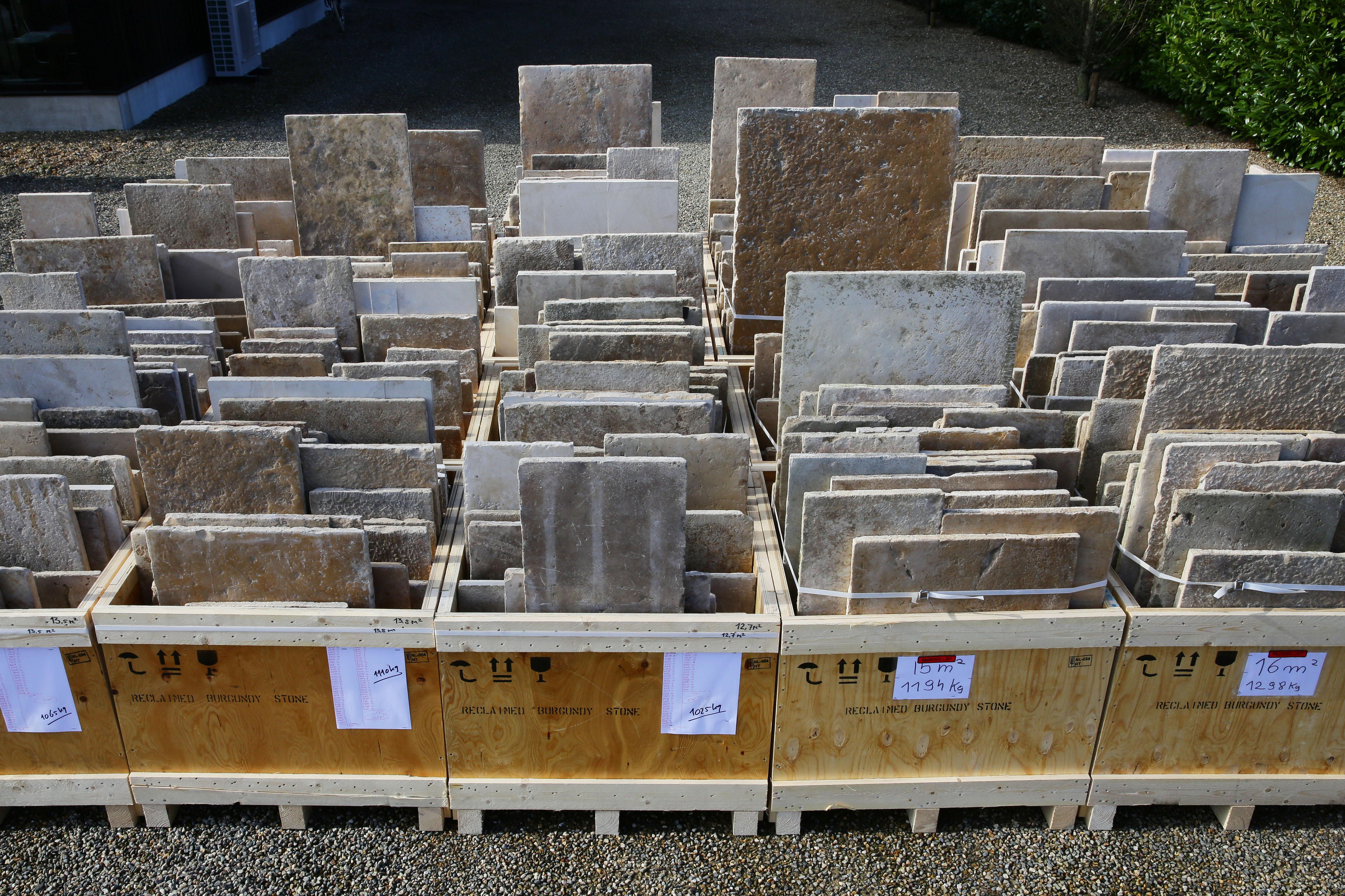 19th Century Reclaimed French Limestone Flooring Dalles de Bourgogne