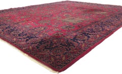 1900's Antique Burgundy Turkish Sparta Carpet with Modern Style