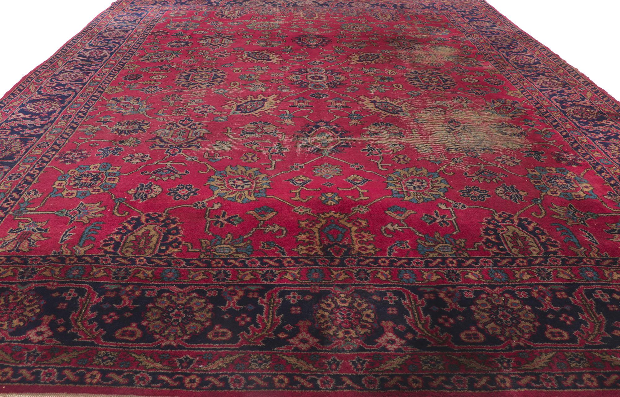 Hand-Knotted 1900's Antique Burgundy Turkish Sparta Carpet with Modern Style For Sale