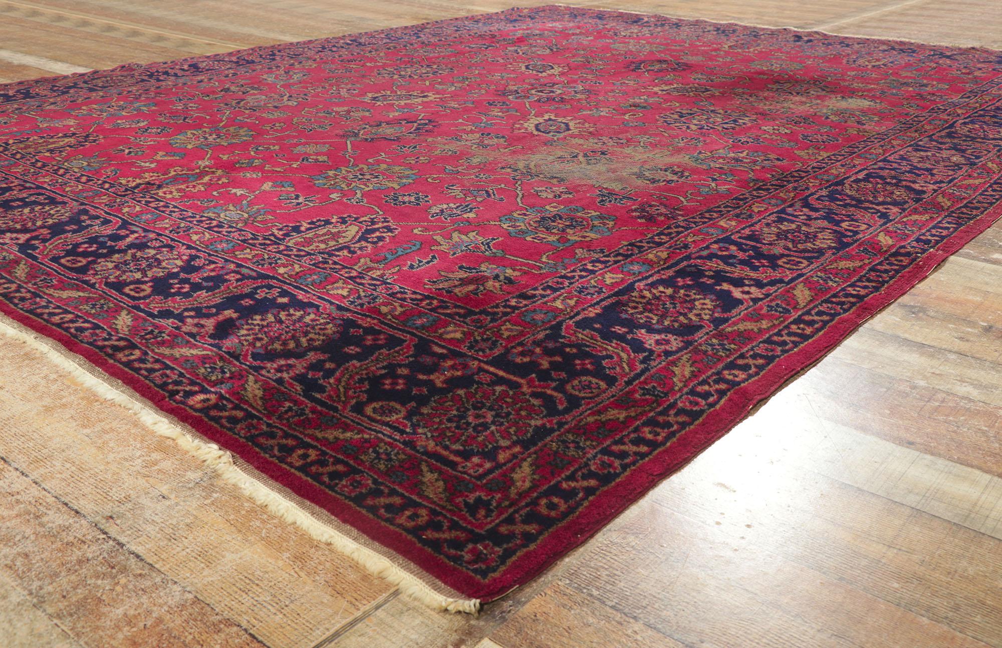 20th Century 1900's Antique Burgundy Turkish Sparta Carpet with Modern Style For Sale