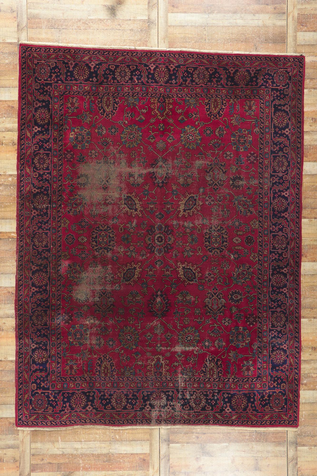 1900's Antique Burgundy Turkish Sparta Carpet with Modern Style For Sale 1