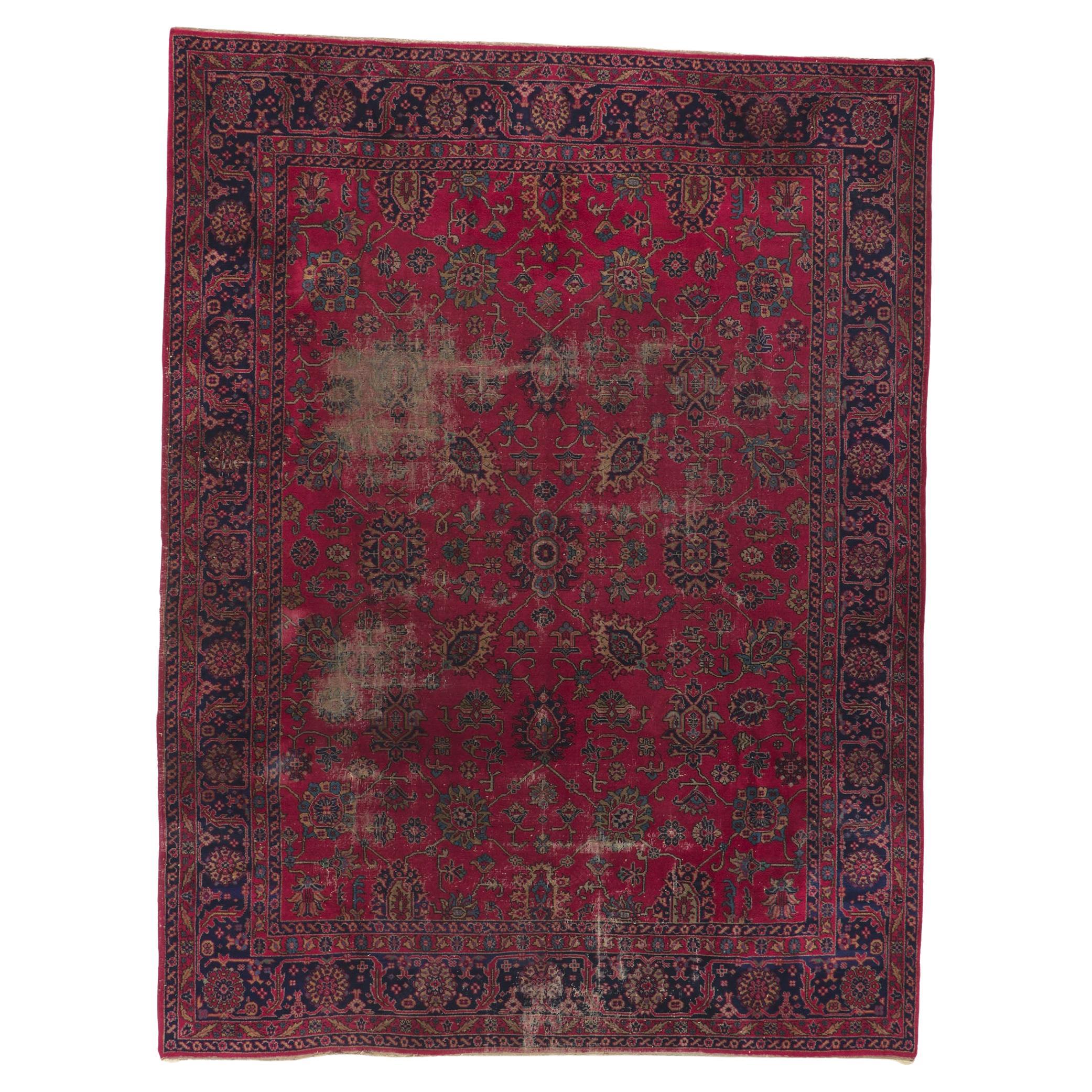 1900's Antique Burgundy Turkish Sparta Carpet with Modern Style