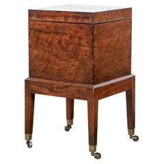 Antique Burl Cellarette On Stand