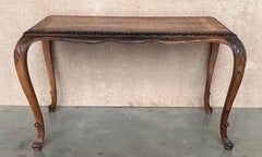 Antique Burl Walnut Queen Anne Style Rectangular Coffee Table