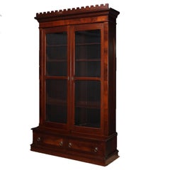 Antique Burl Walnut Step-Back Enclosed Bookcase, circa 1890