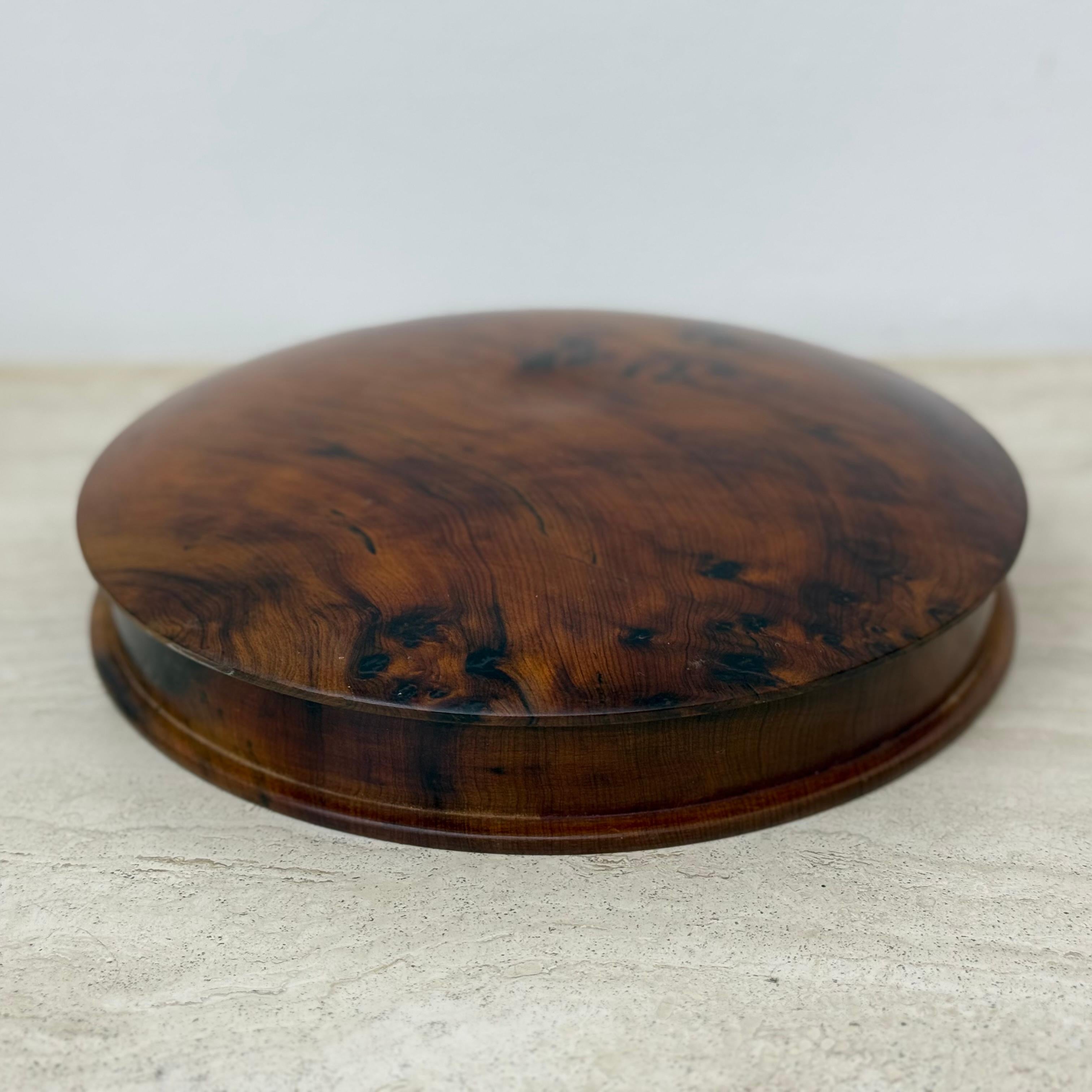 Antique burl wood bowl with lid jewelry box For Sale 5