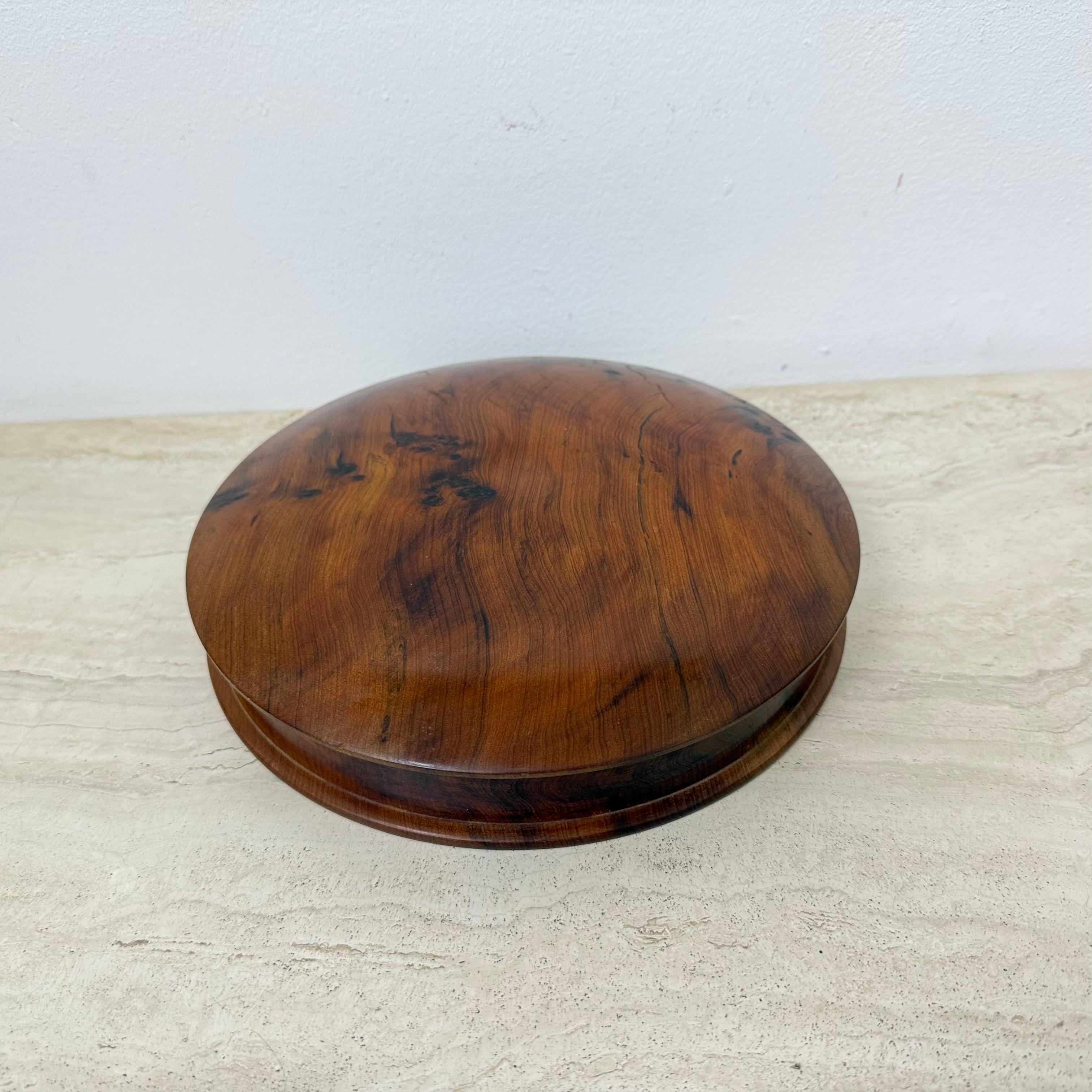 Antique burl wood bowl with lid jewelry box For Sale 8