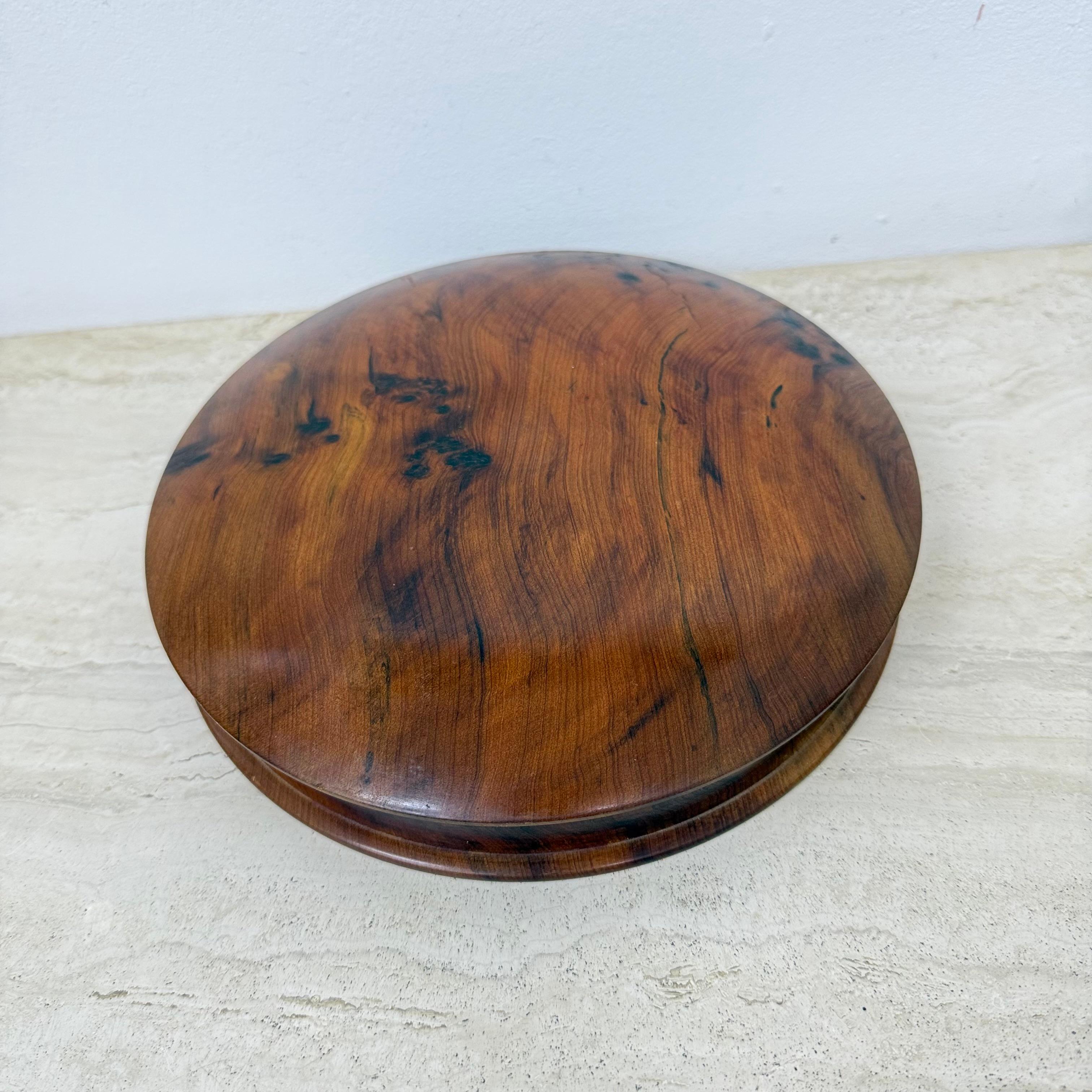 Antique burl wood bowl with lid jewelry box For Sale 9