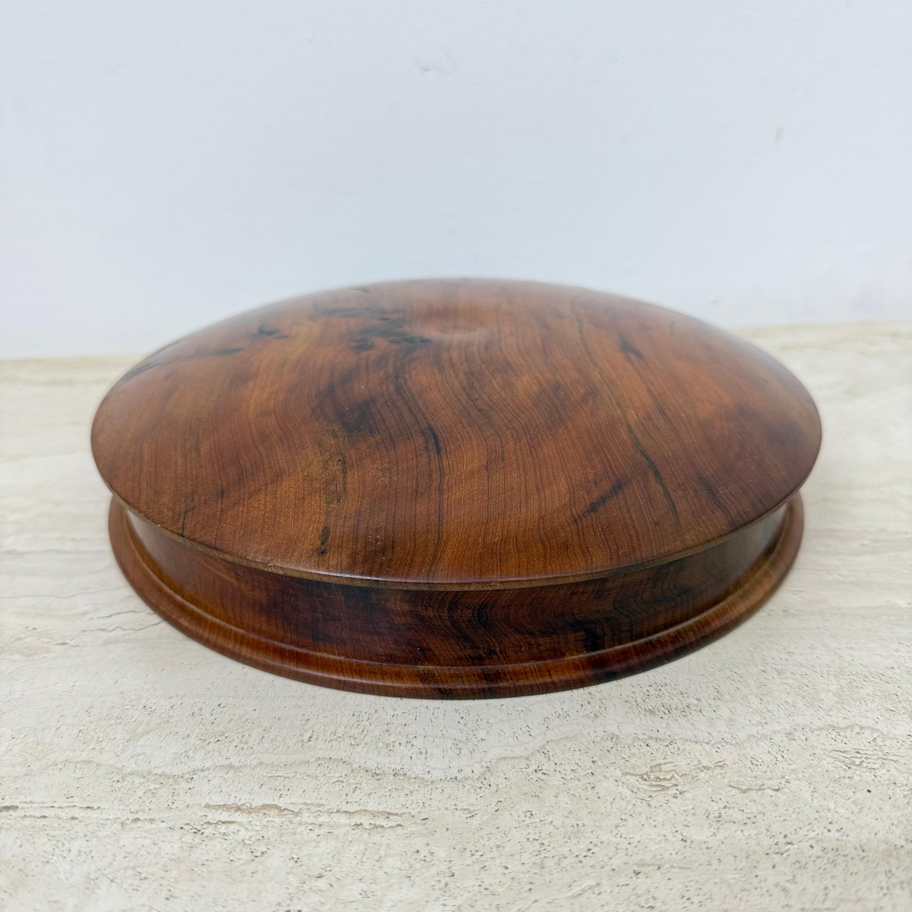 Antique burl wood bowl with lid jewelry box For Sale 10