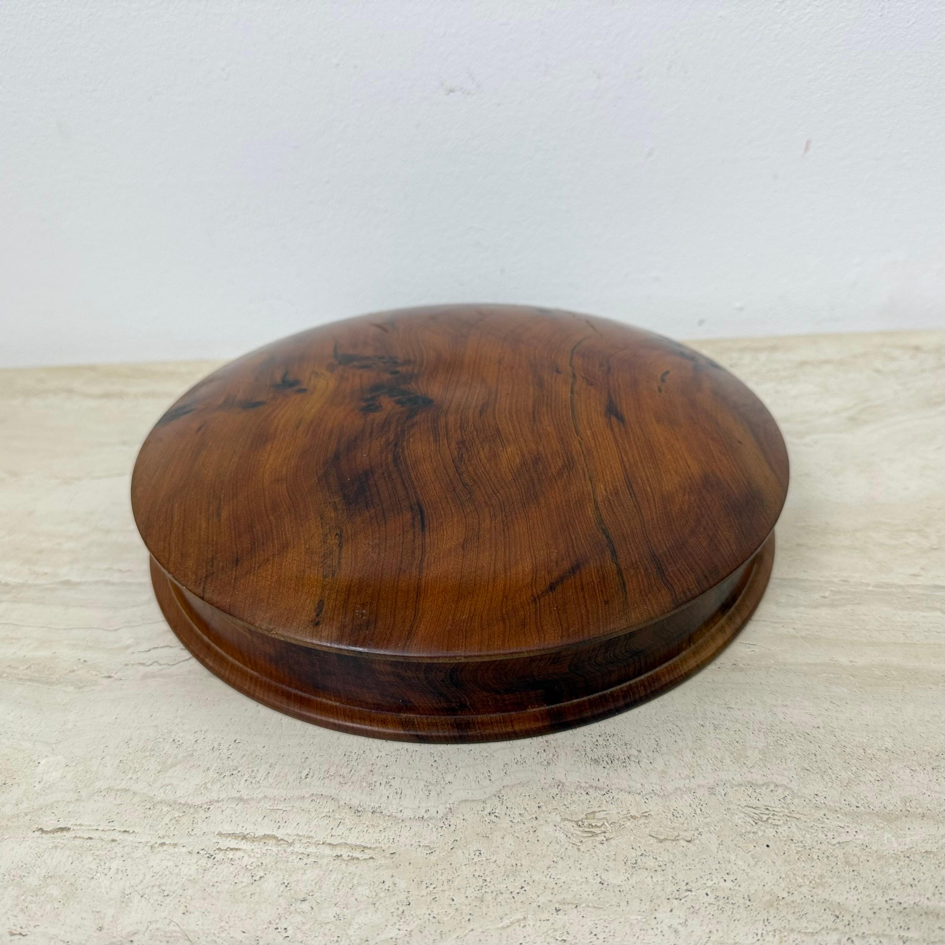 Antique burl wood bowl with lid jewelry box For Sale 13
