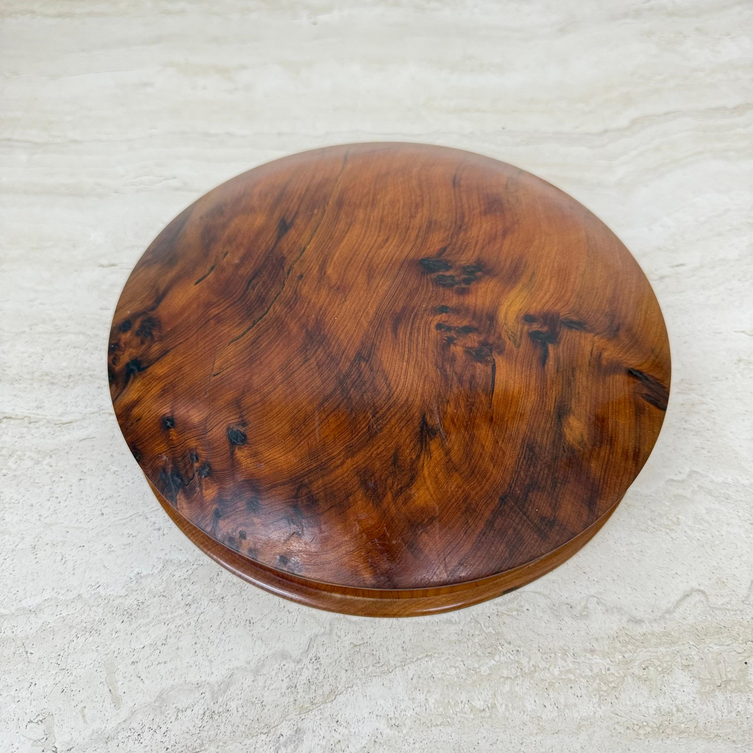 Art Nouveau Antique burl wood bowl with lid jewelry box For Sale